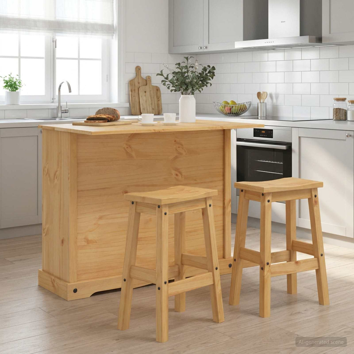 Ensemble Cuisine Îlot 3 pc Cire de Miel 112 x 70 x 91,5 cm