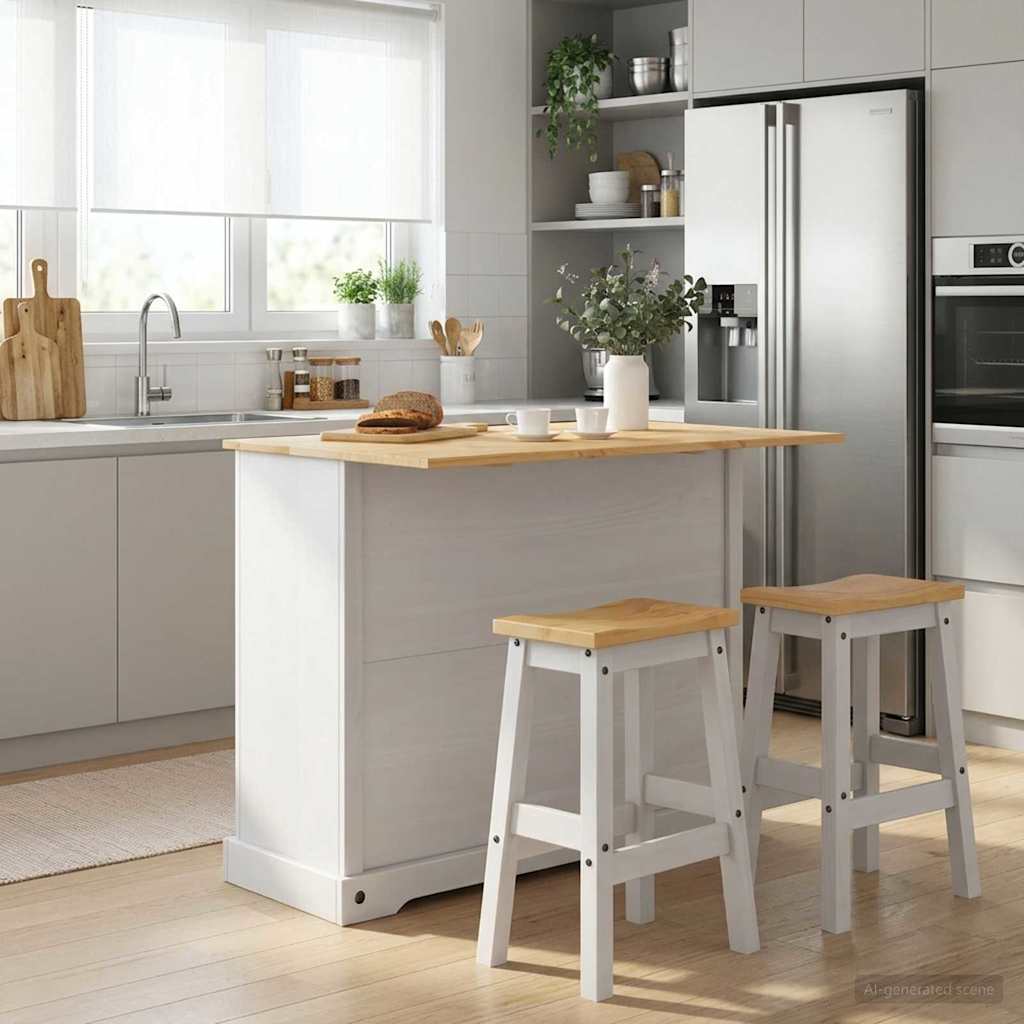 Rangement de cuisine 2 pcs Blanc et Cire de Miel Pin massif - XIOS