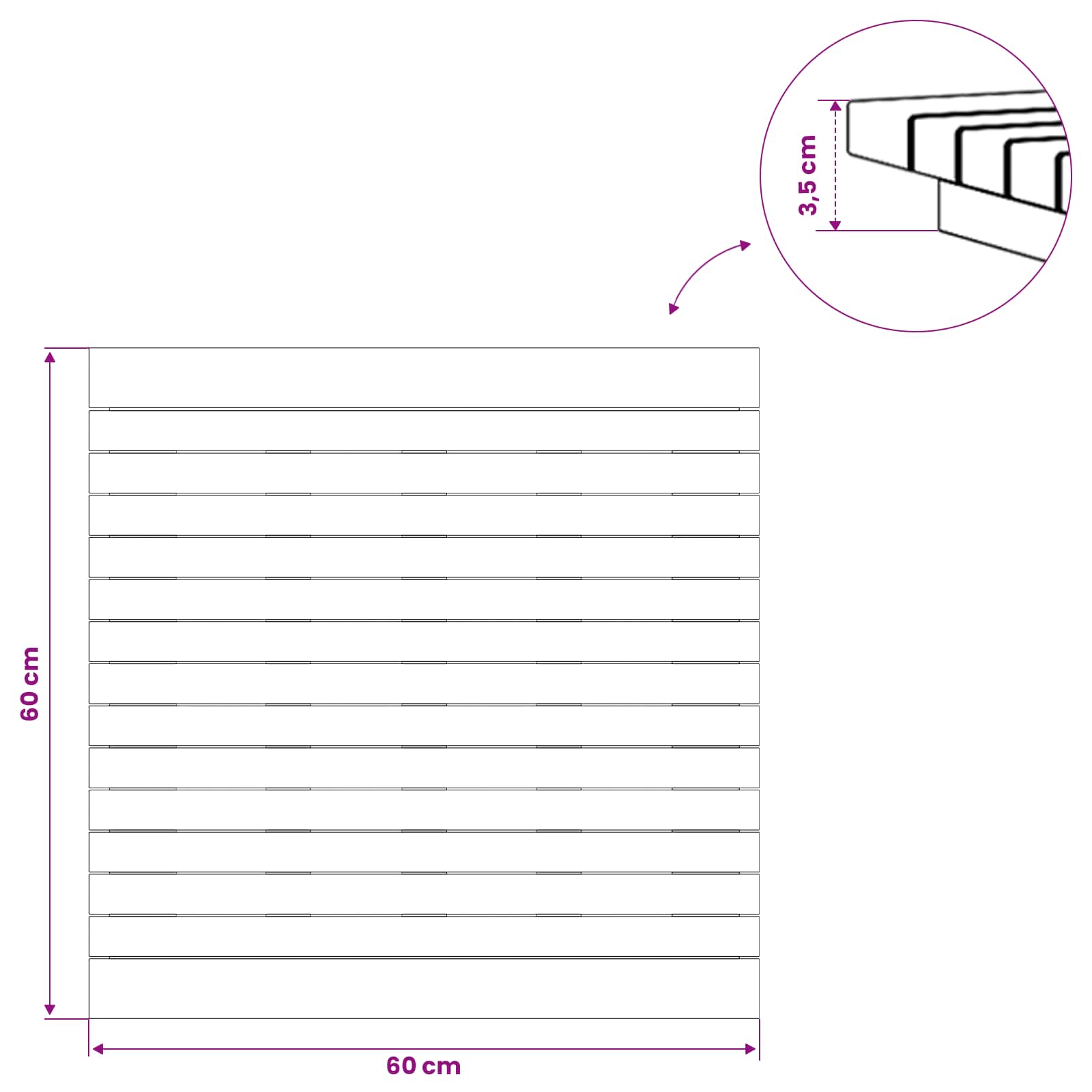 Plateau de table 60 x 60 x 3,5 cm Carré Bois de teck massif - XIOS