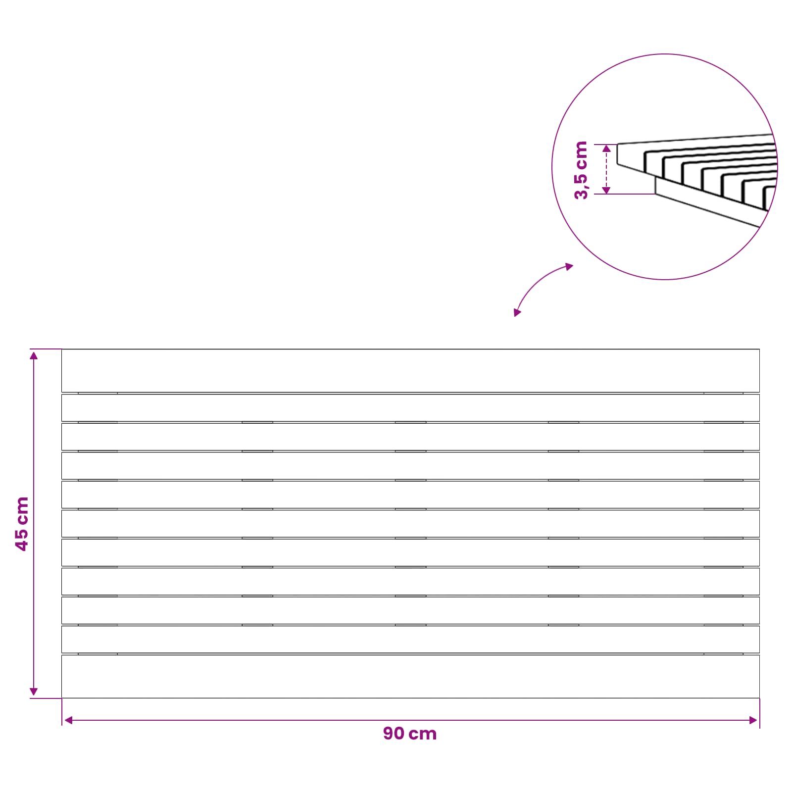 Plateau de table 90 x 45 x 3,5 cm Rectangulaire Naturel - XIOS