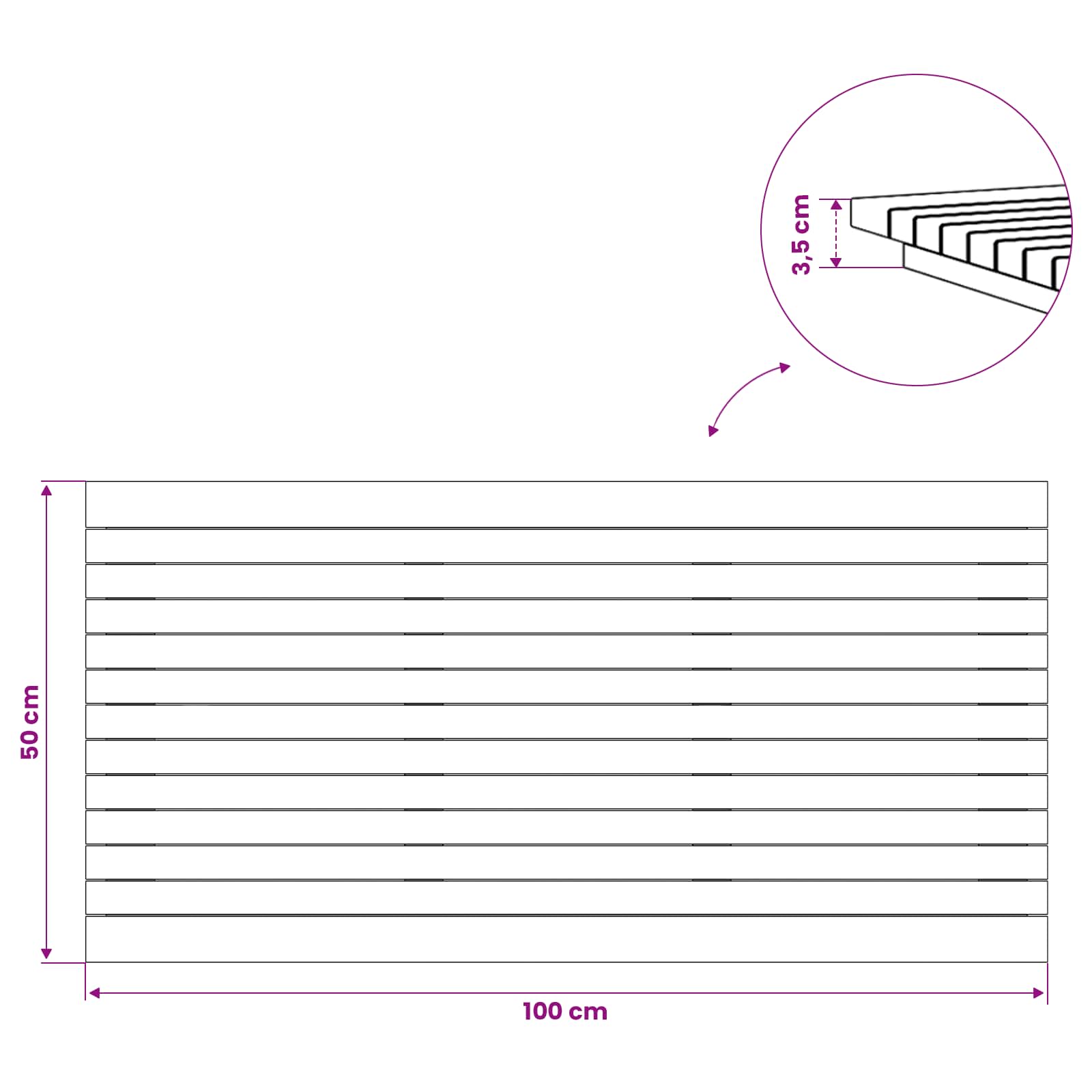 Plateau de table 100 x 50 x 3,5 cm Rectangulaire Naturel - XIOS
