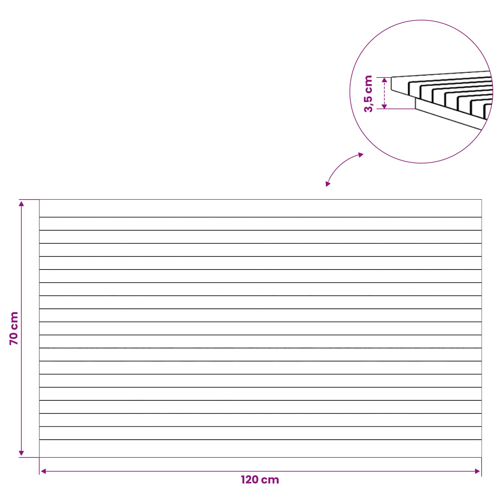 Plateau de table 120 x 70 x 3,5 cm Rectangulaire Naturel - XIOS
