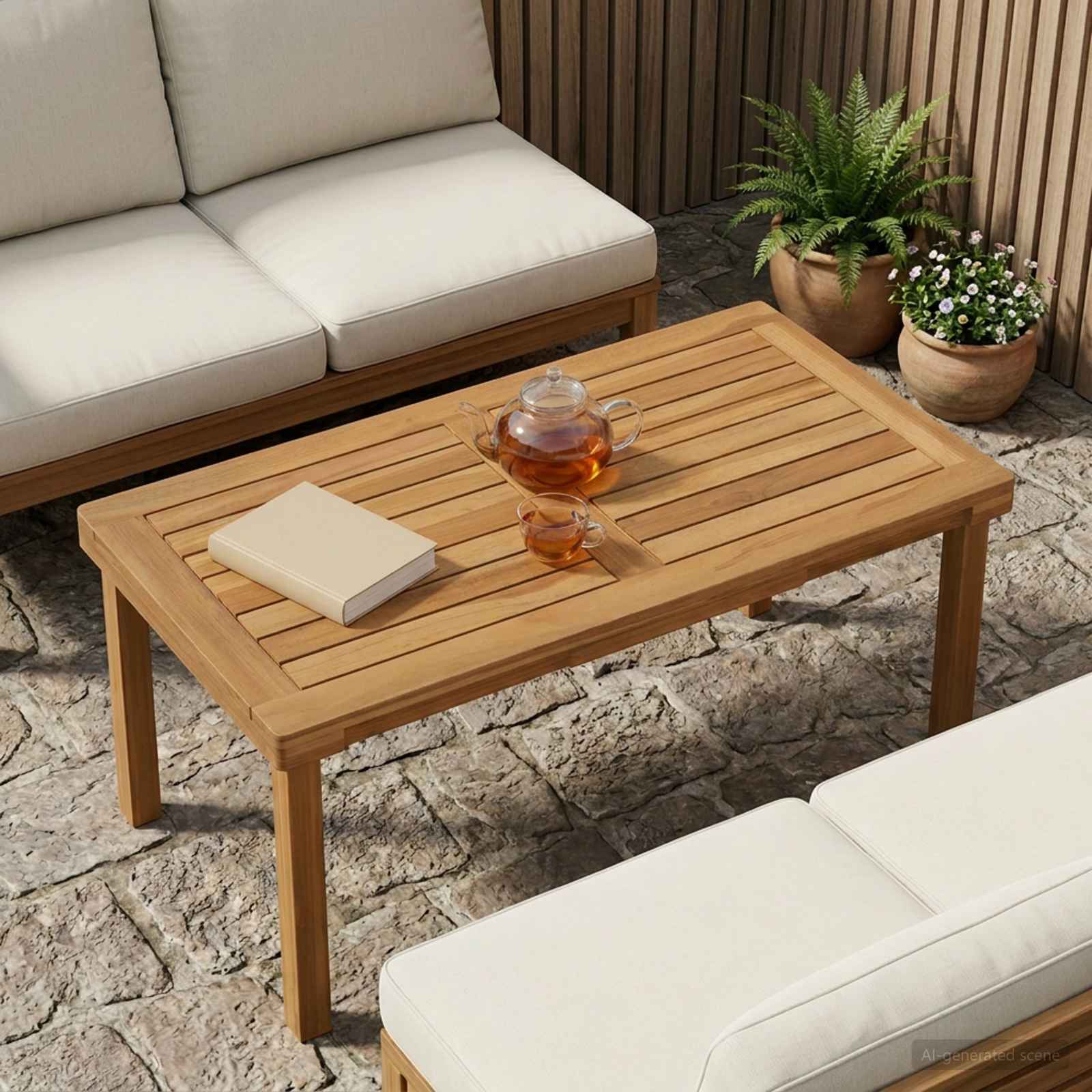 Plateau de table Rectangulaire Bois de teck massif Naturel - XIOS