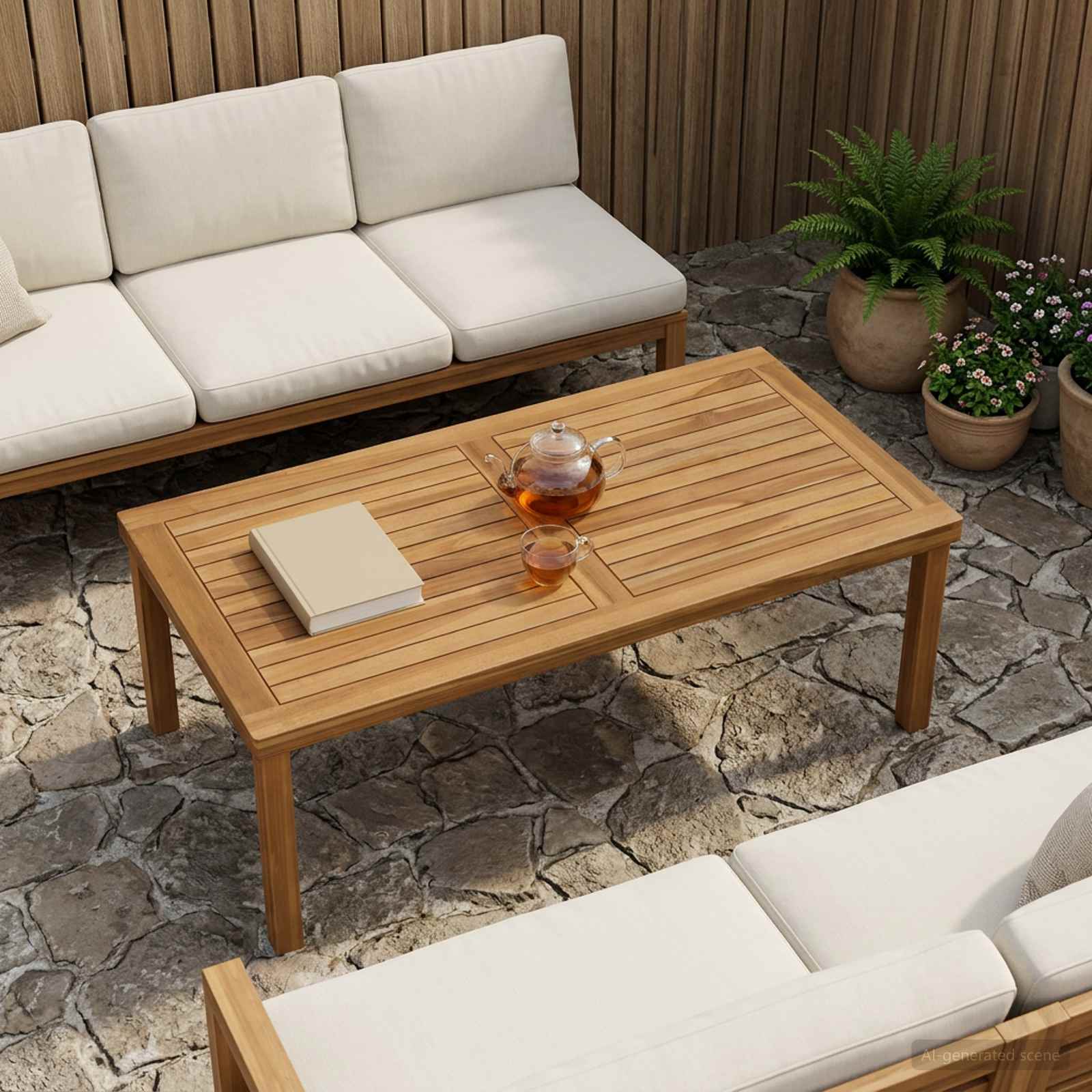Plateau de table Rectangulaire Bois de teck massif Naturel - XIOS