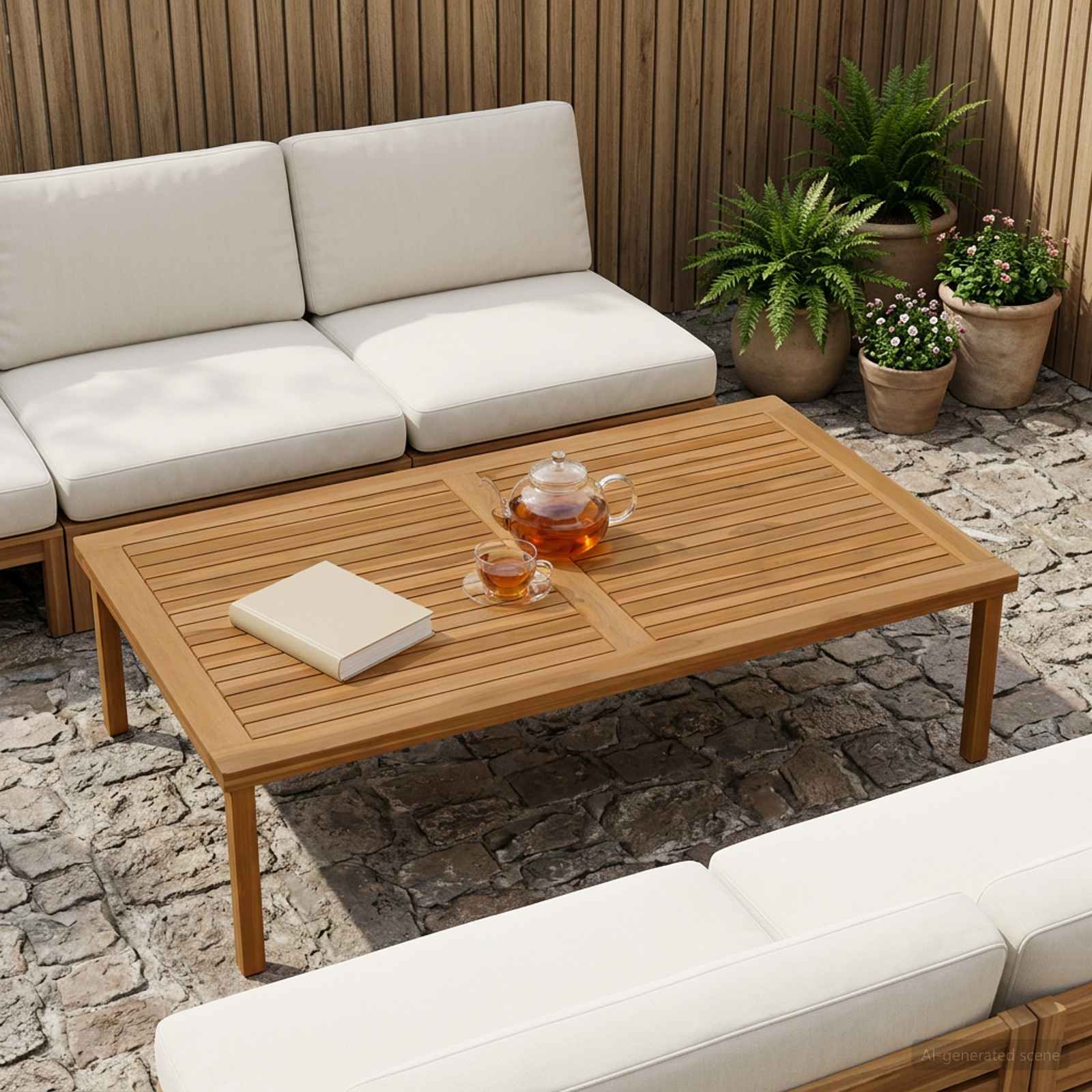 Plateau de table Rectangulaire Bois de teck massif Naturel - XIOS