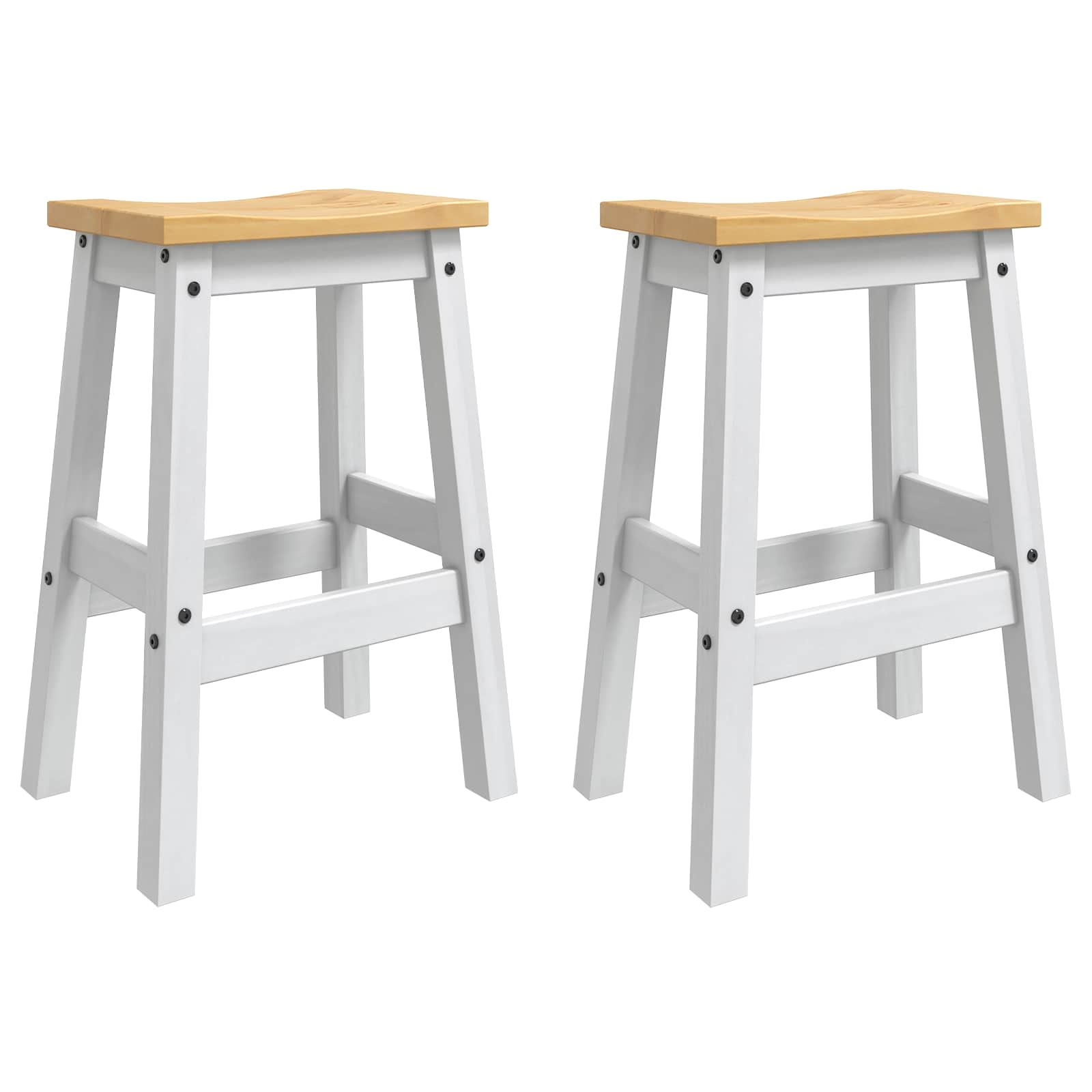 Tabouret de bar 2 pcs Blanc et Cire de Miel 44 x 30 x 63 cm