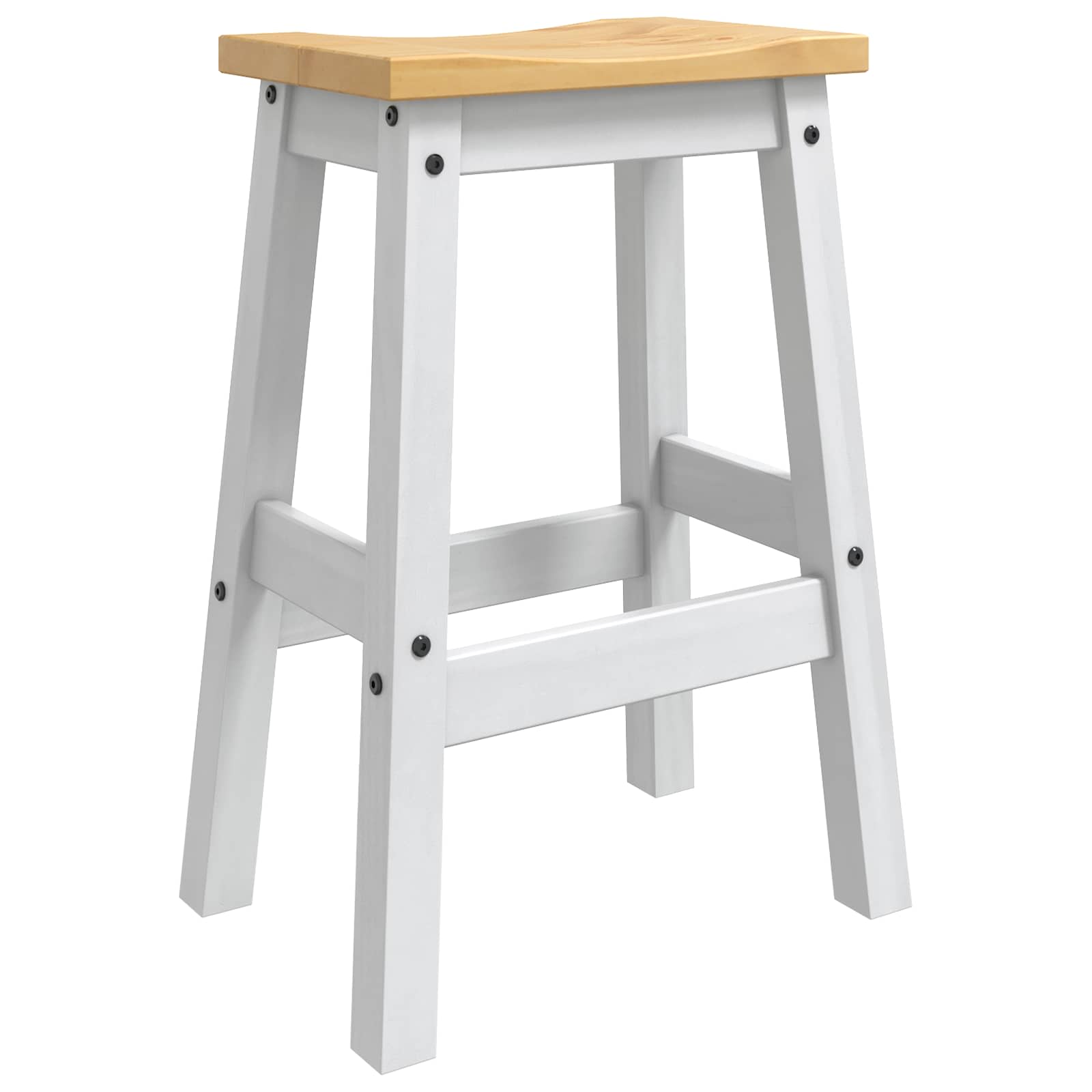Tabouret de bar 2 pcs Blanc et Cire de Miel 44 x 30 x 63 cm