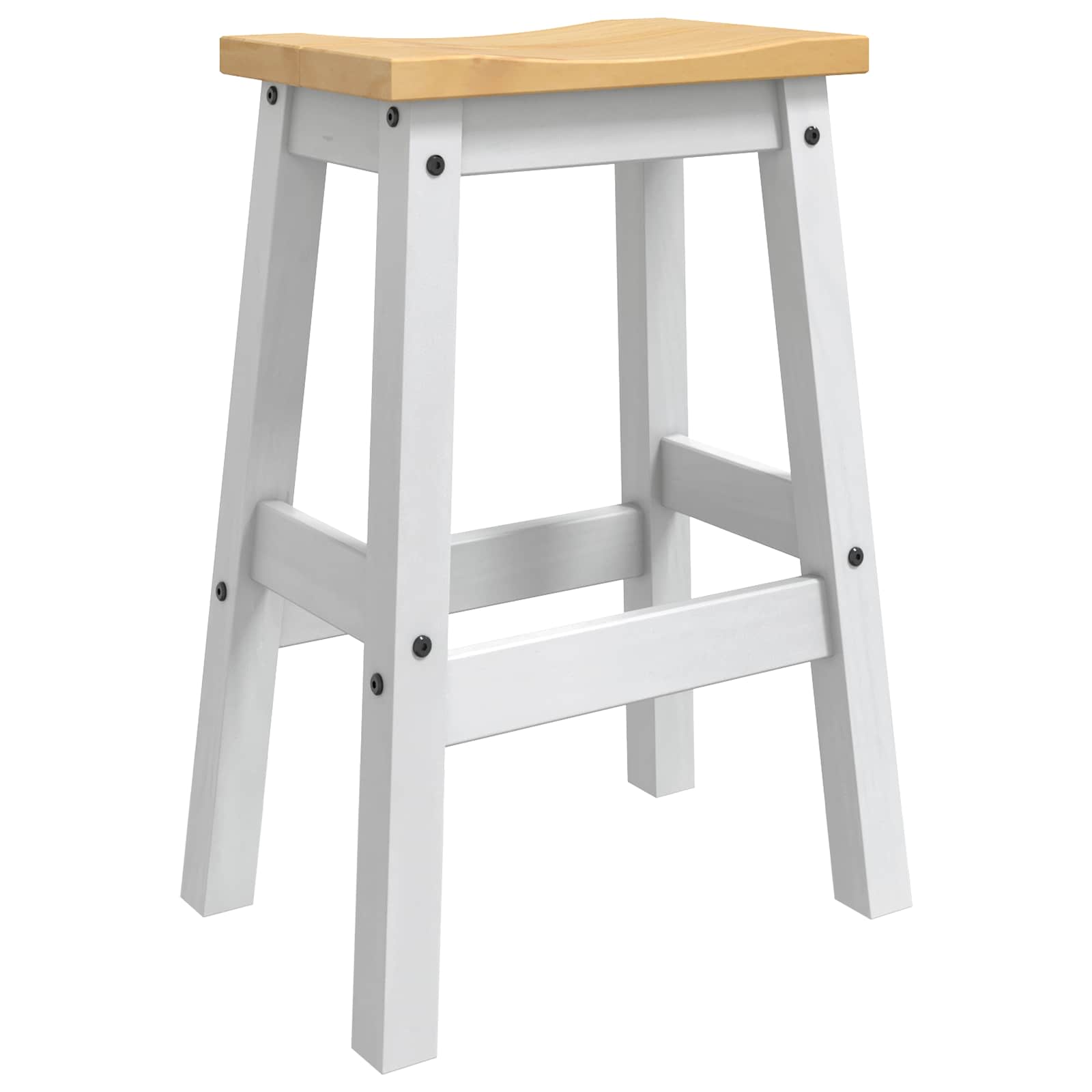 Tabouret de bar 2 pcs Blanc et Cire de Miel 44 x 30 x 63 cm