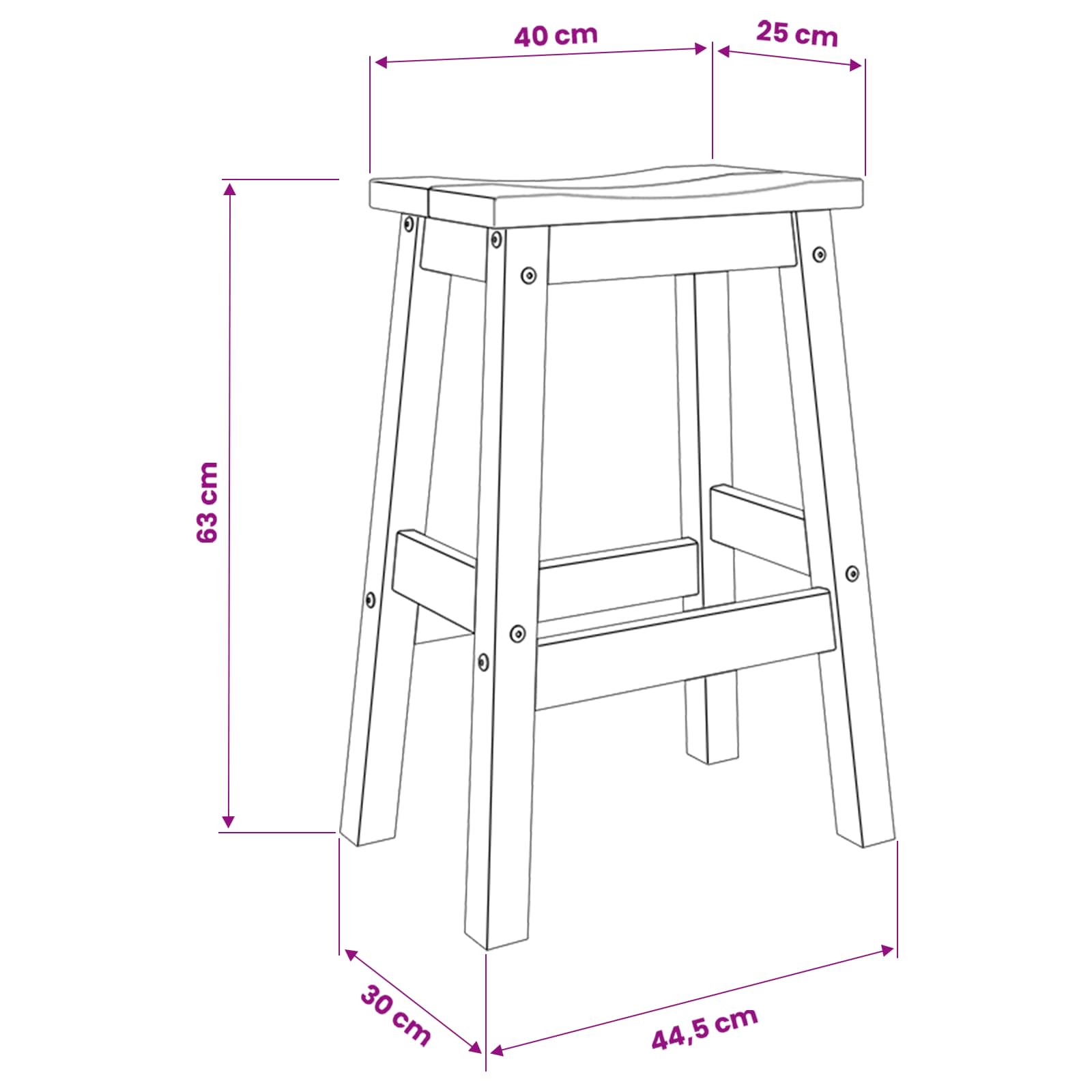 Tabouret de bar 2 pcs Blanc et Cire de Miel 44 x 30 x 63 cm