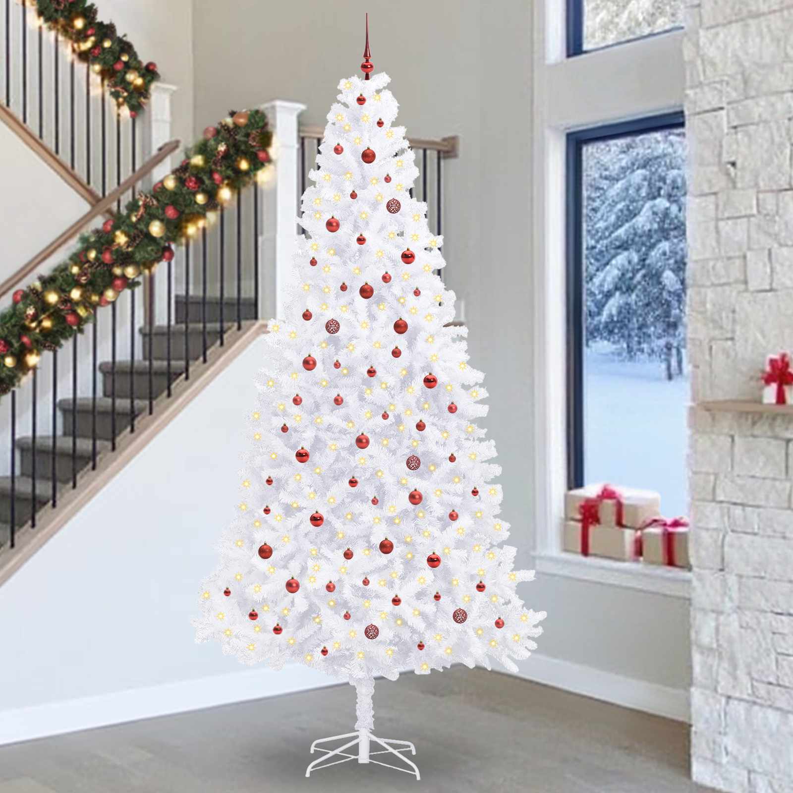 Sapin de Noël artificiel avec 300 LED Blanc 300 cm PVC et Acier - XIOS
