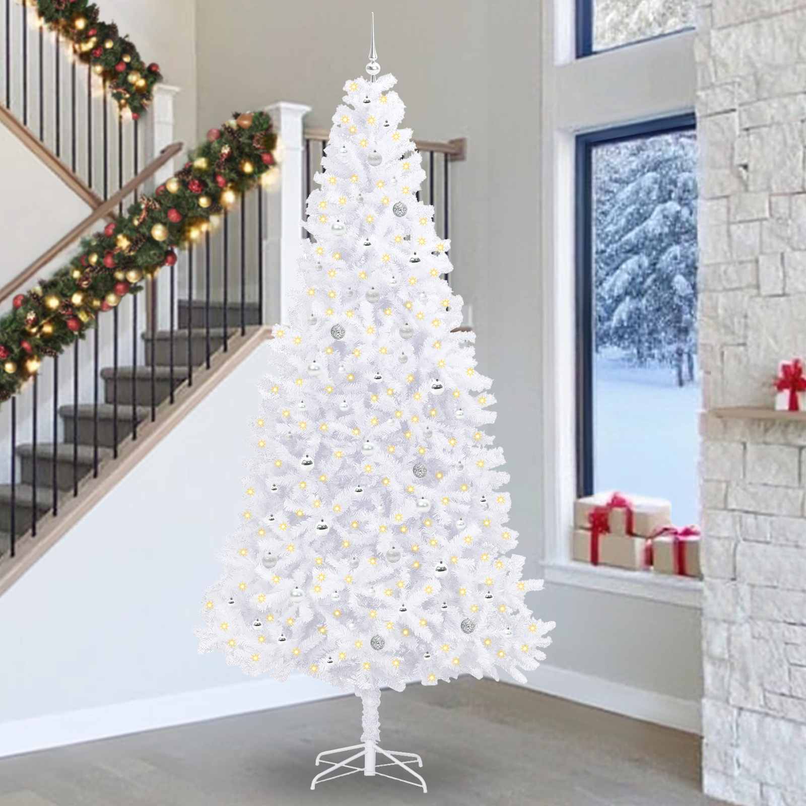 Sapin de Noël artificiel avec 300 LED Blanc 300 cm PVC et Acier - XIOS