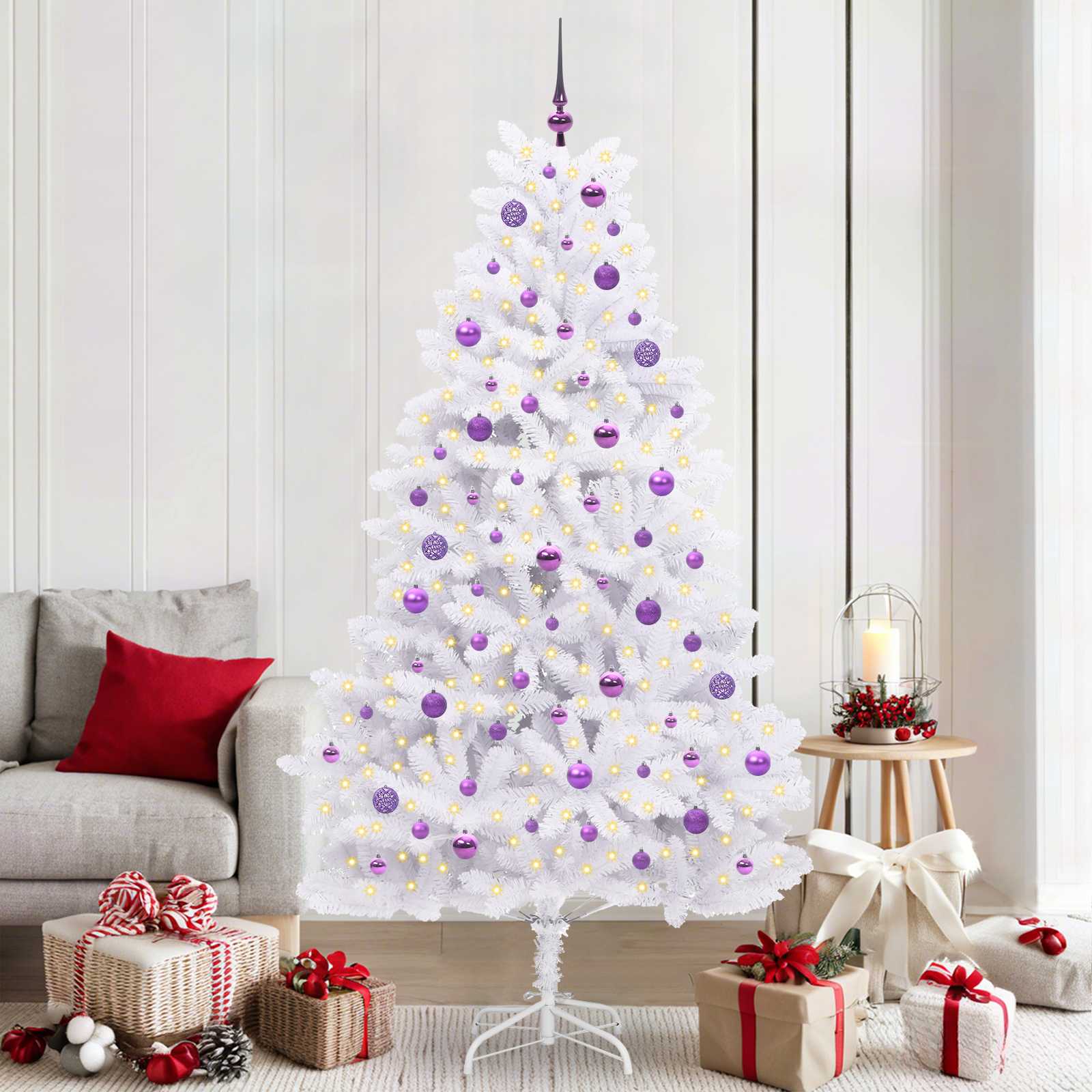 Sapin de Noël Artificiel à Branches Articulées Blanc 210 cm - XIOS