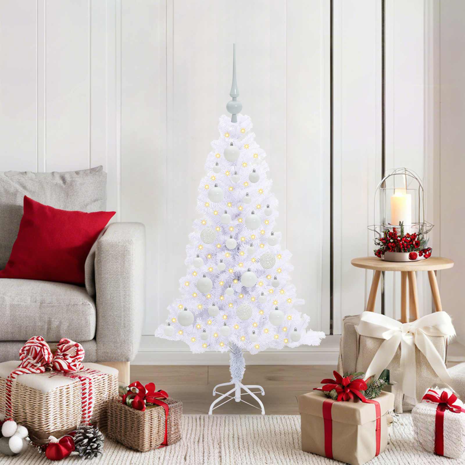 Sapin de Noël artificiel avec 150 LED Blanc 120 cm PVC et Acier - XIOS