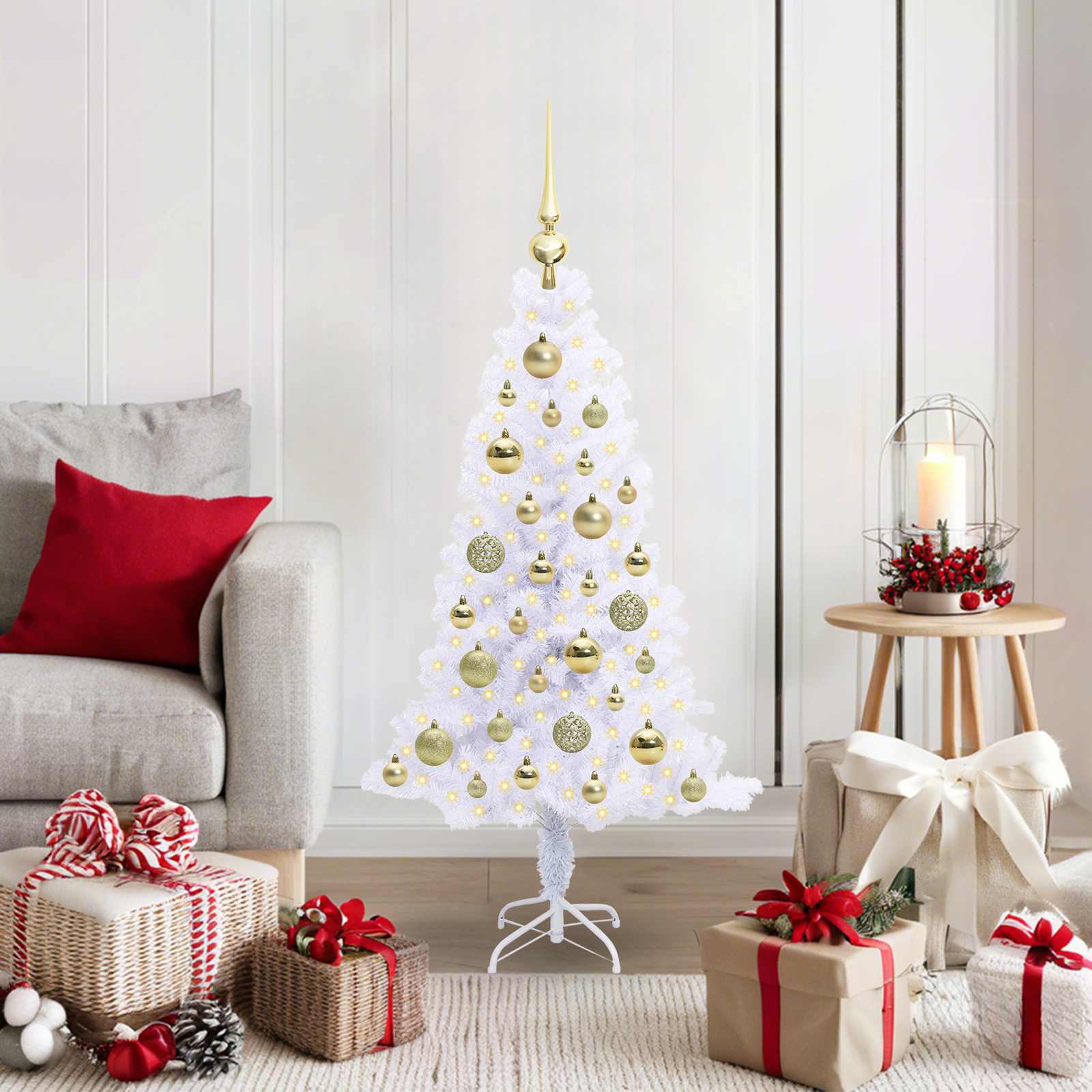 Sapin de Noël artificiel avec 150 LED Blanc 120 cm PVC et Acier - XIOS