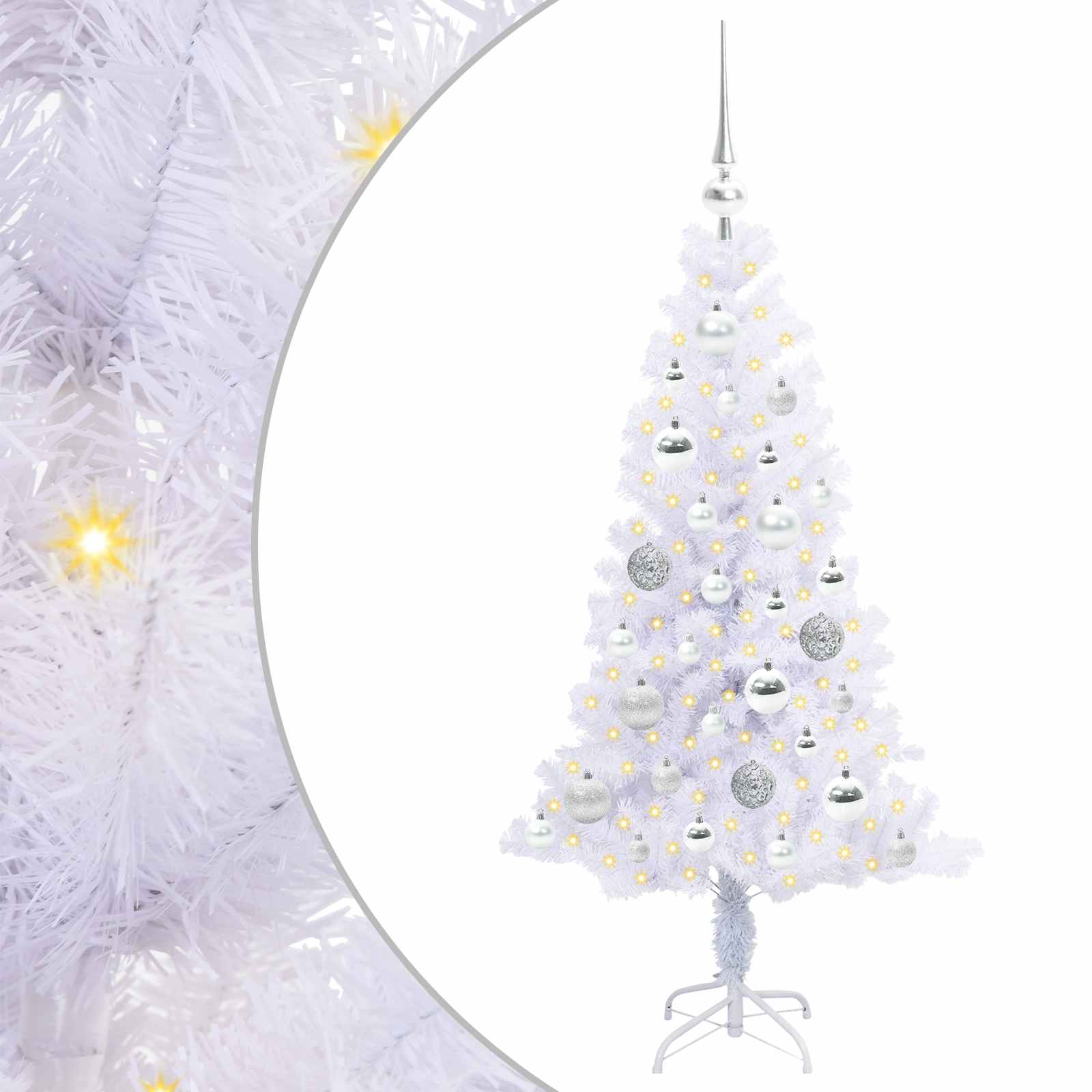 Sapin de Noël artificiel avec 150 LED Blanc 120 cm PVC et Acier - XIOS