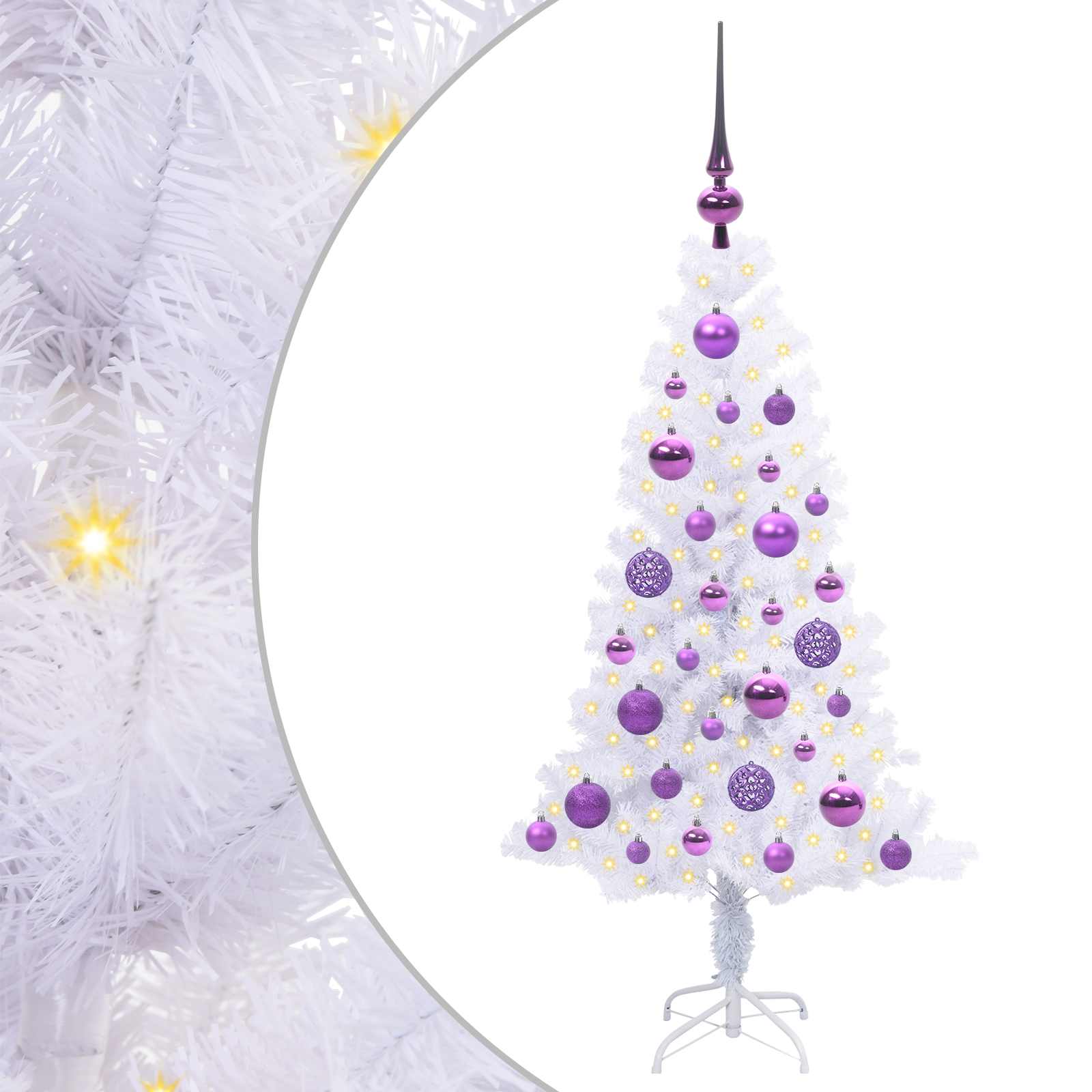 Sapin de Noël artificiel avec 150 LED Blanc 120 cm PVC et Acier - XIOS