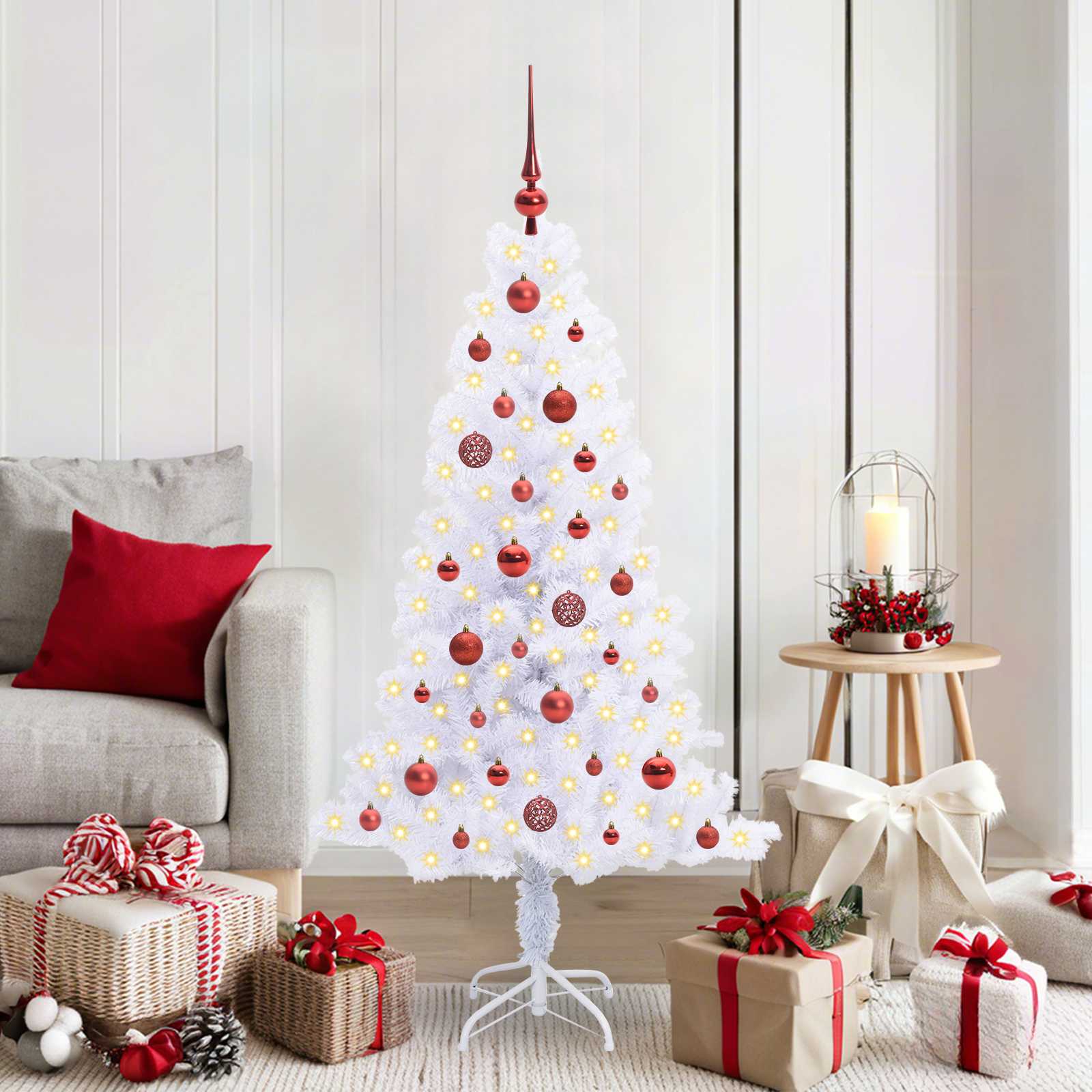Sapin de Noël artificiel avec 150 LED Blanc 150 cm PVC et Acier - XIOS