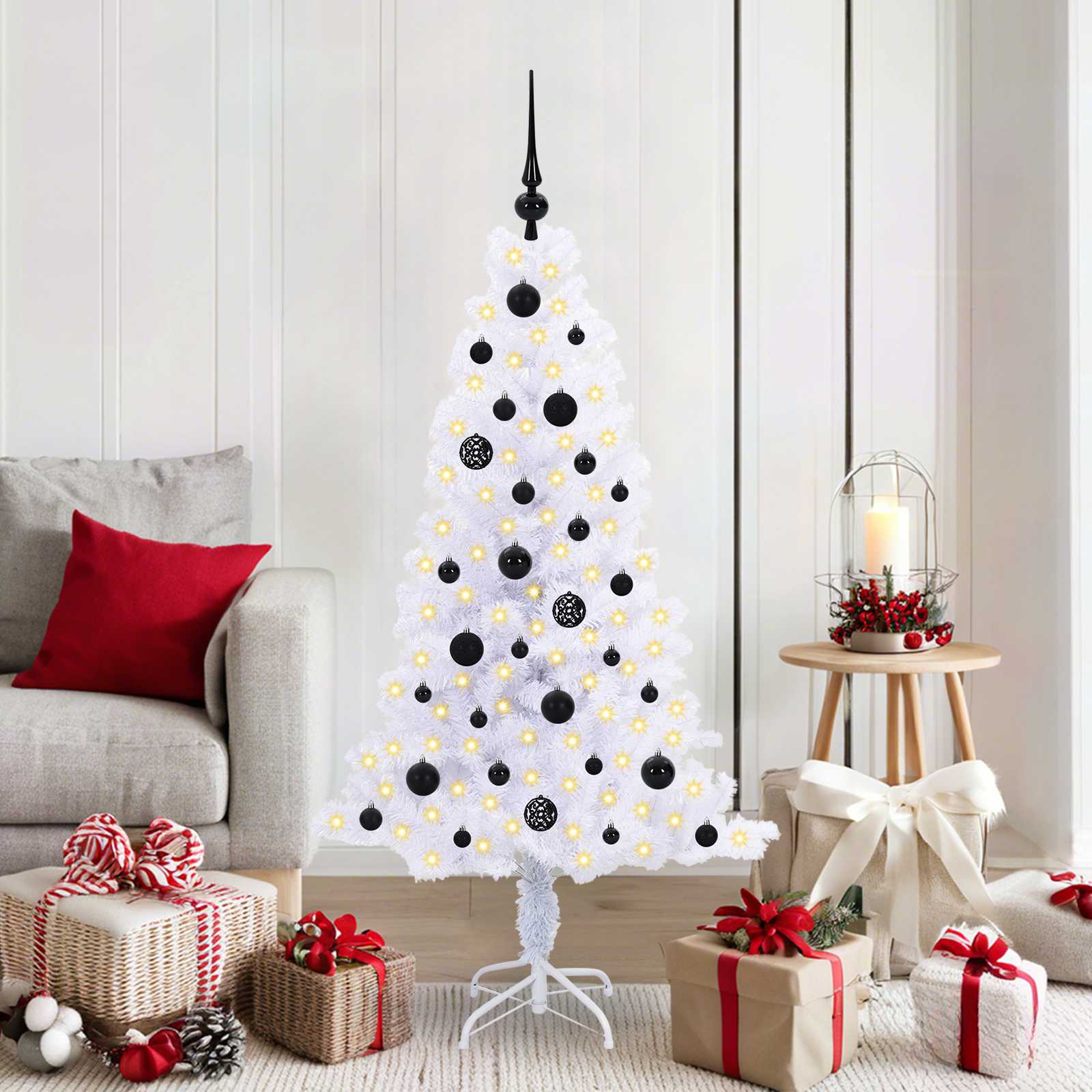 Sapin de Noël artificiel avec 150 LED Blanc 150 cm PVC et Acier - XIOS