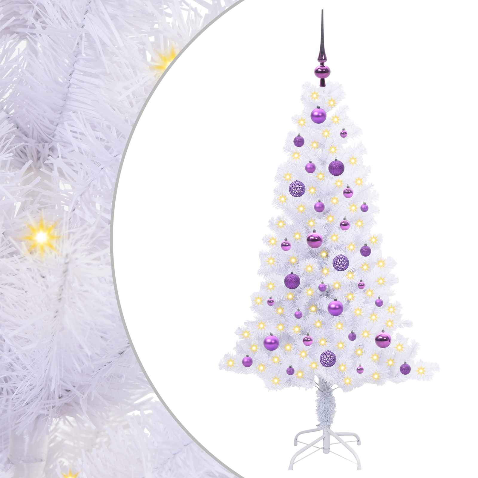 Sapin de Noël artificiel avec 150 LED Blanc 150 cm PVC et Acier - XIOS