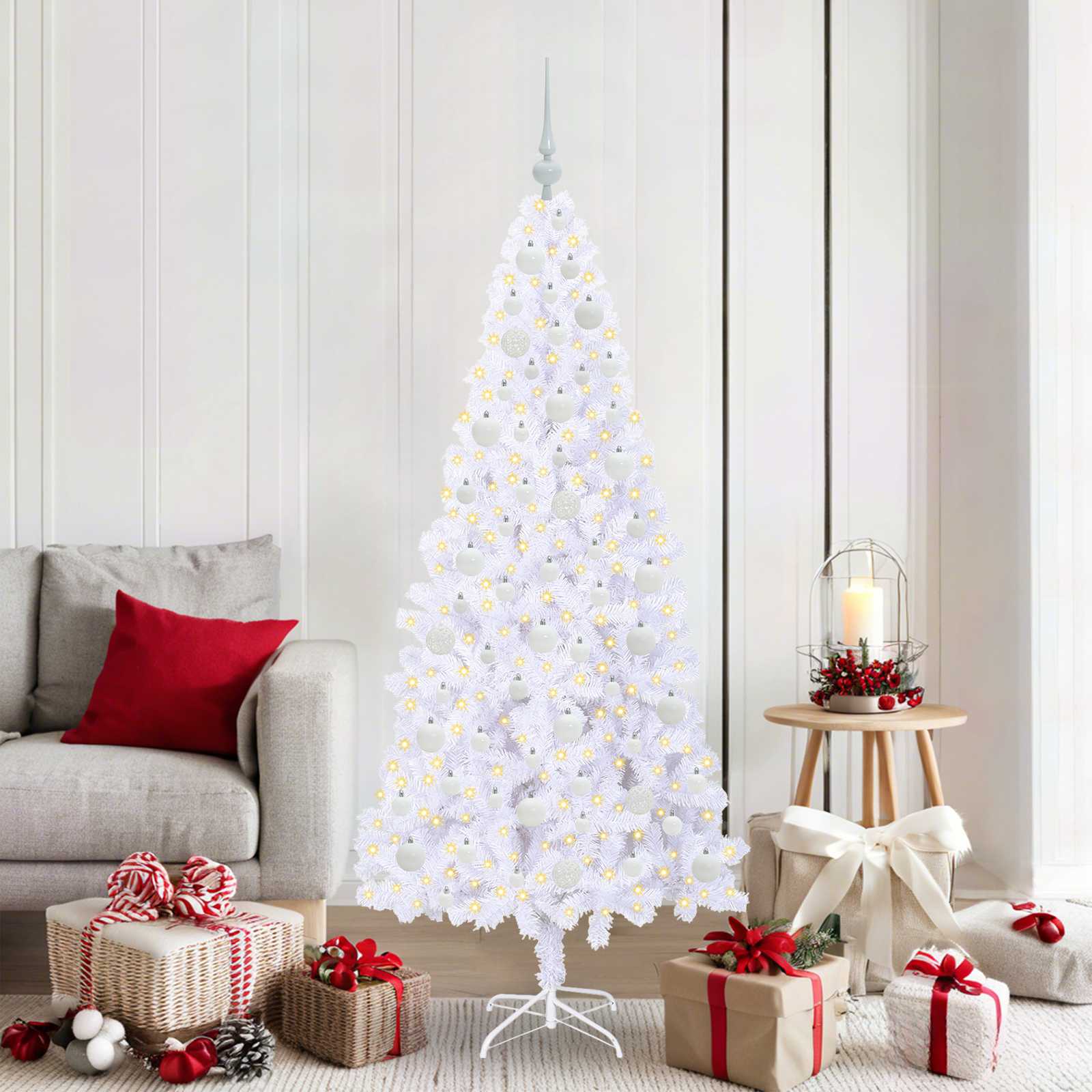 Sapin de Noël artificiel avec 300 LED Blanc 180 cm PVC et Acier - XIOS