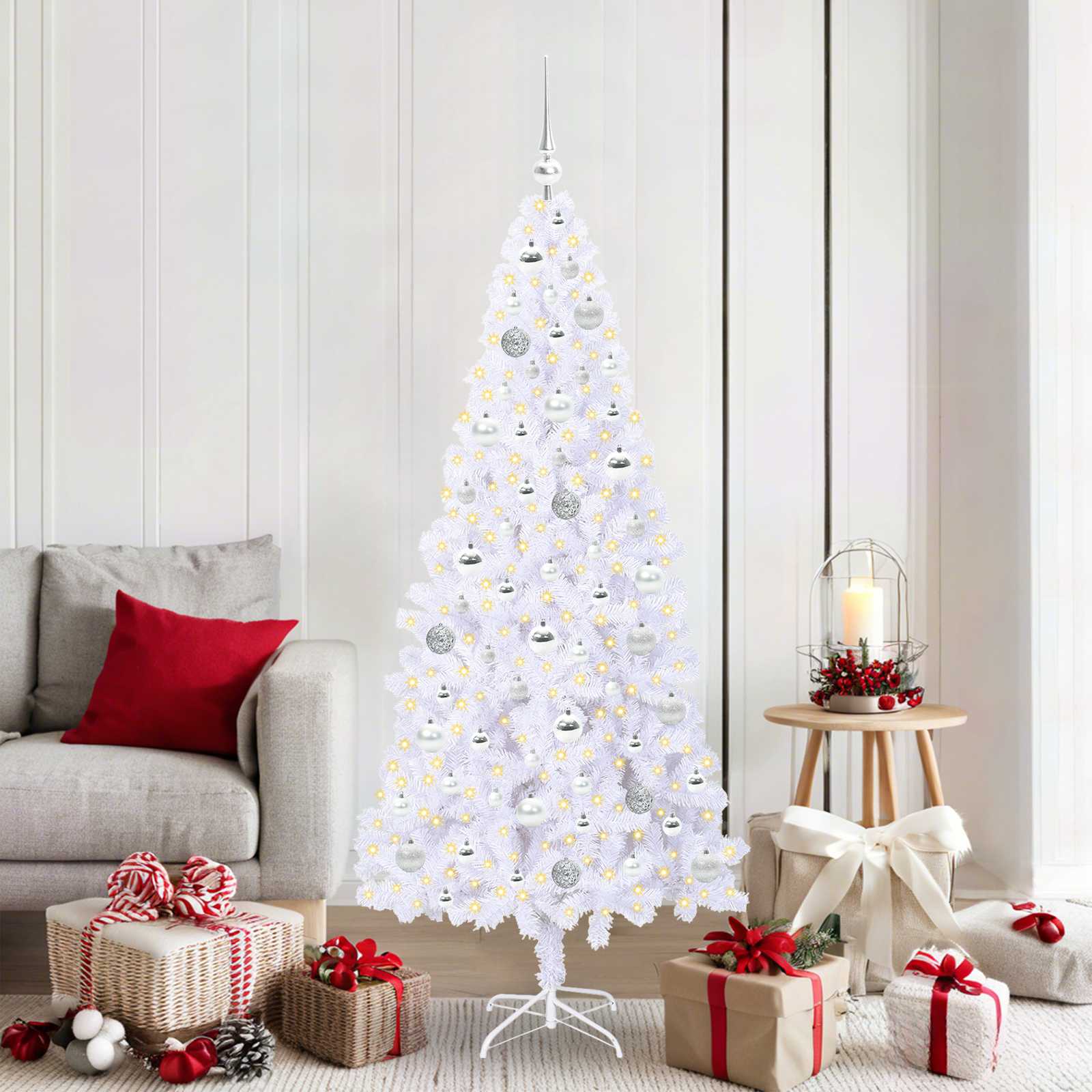 Sapin de Noël artificiel avec 300 LED Blanc 180 cm PVC et Acier - XIOS