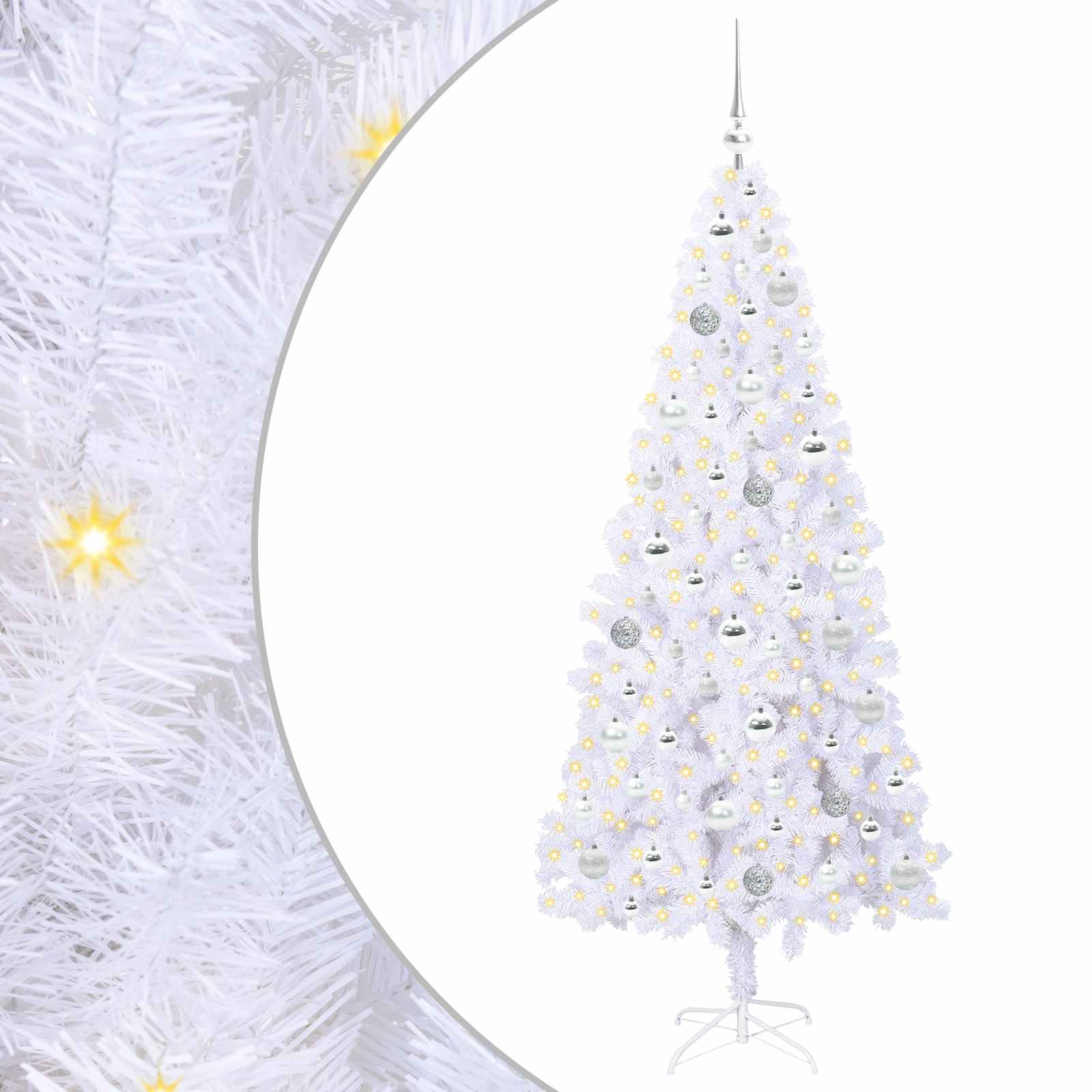 Sapin de Noël artificiel avec 300 LED Blanc 180 cm PVC et Acier - XIOS