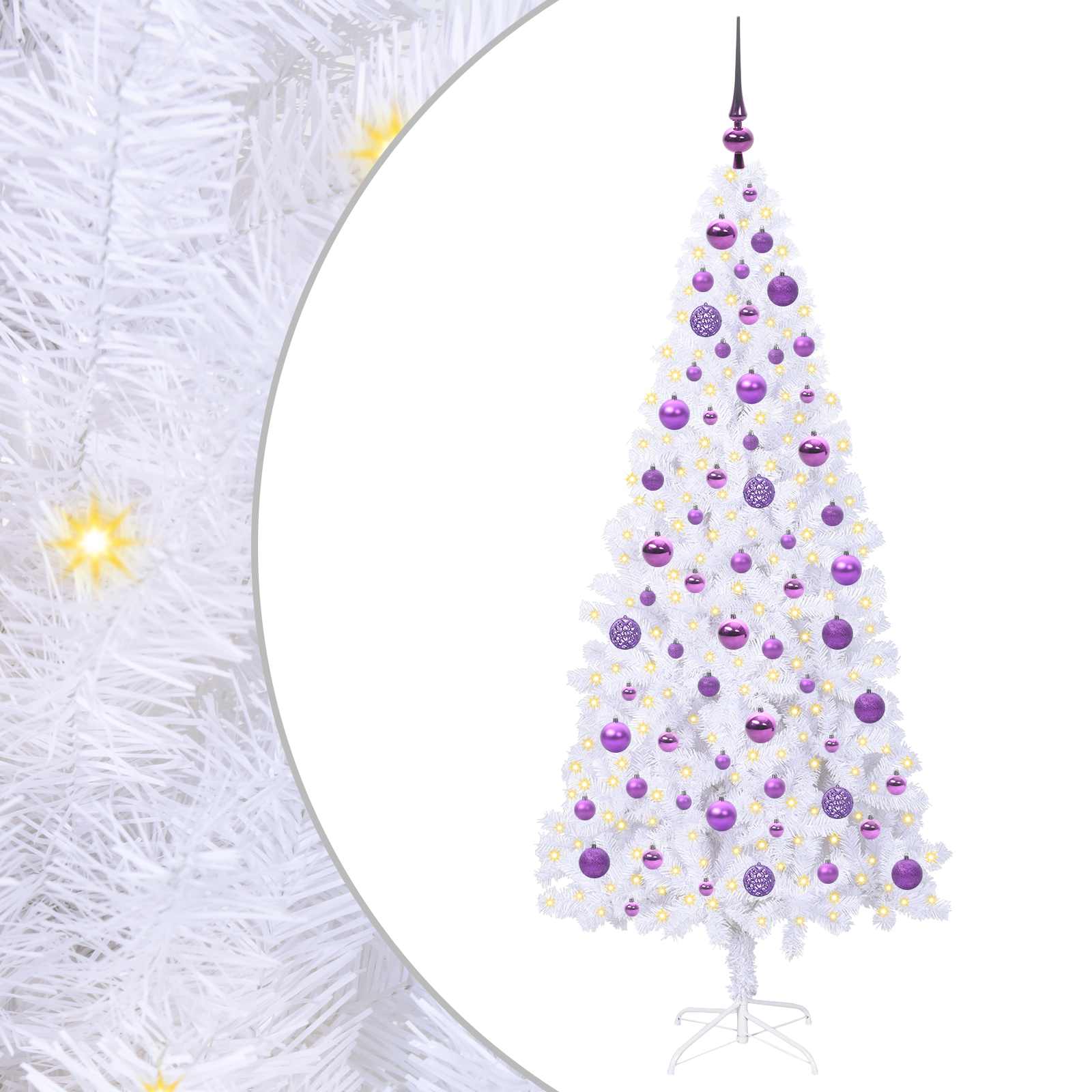 Sapin de Noël artificiel avec 300 LED Blanc 180 cm PVC et Acier - XIOS