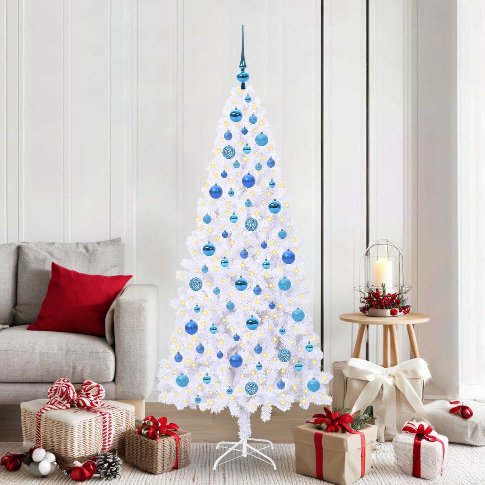 Sapin de Noël artificiel avec 300 LED Blanc 180 cm PVC et Acier - XIOS