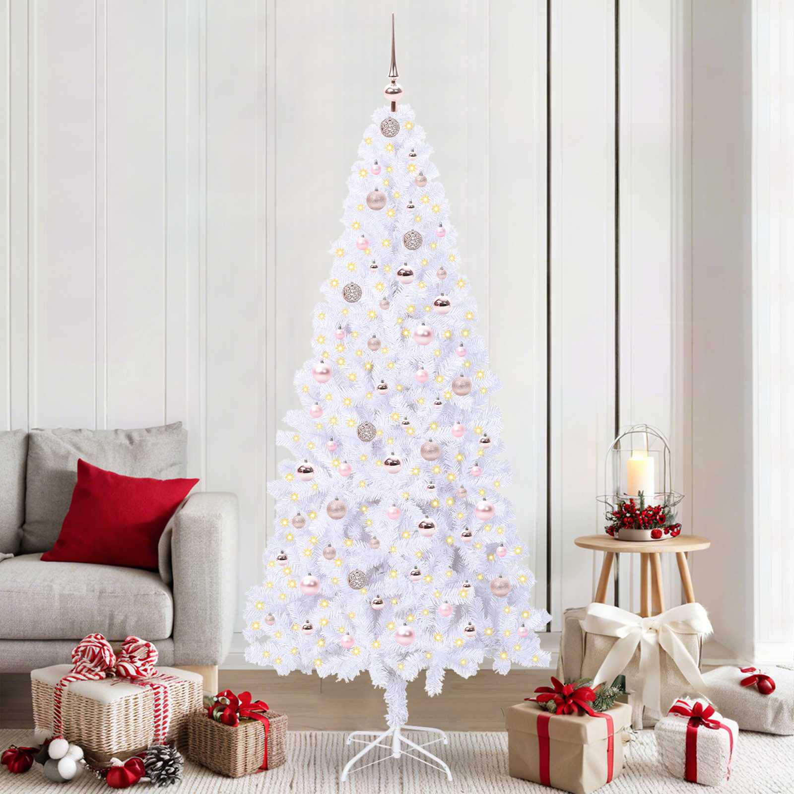 Sapin de Noël artificiel avec 300 LED Blanc 210 cm PVC et Acier - XIOS