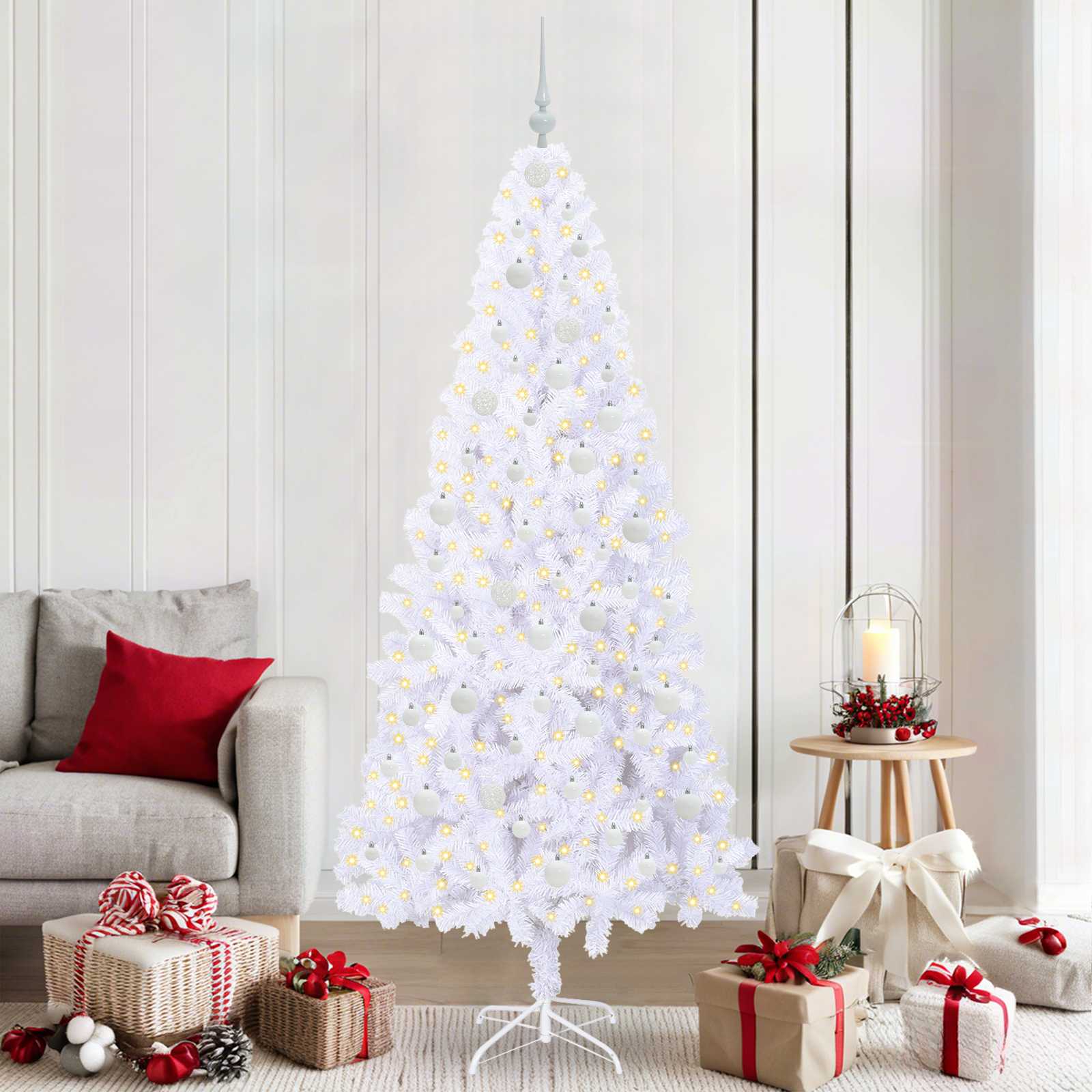 Sapin de Noël artificiel avec 300 LED Blanc 210 cm PVC et Acier - XIOS