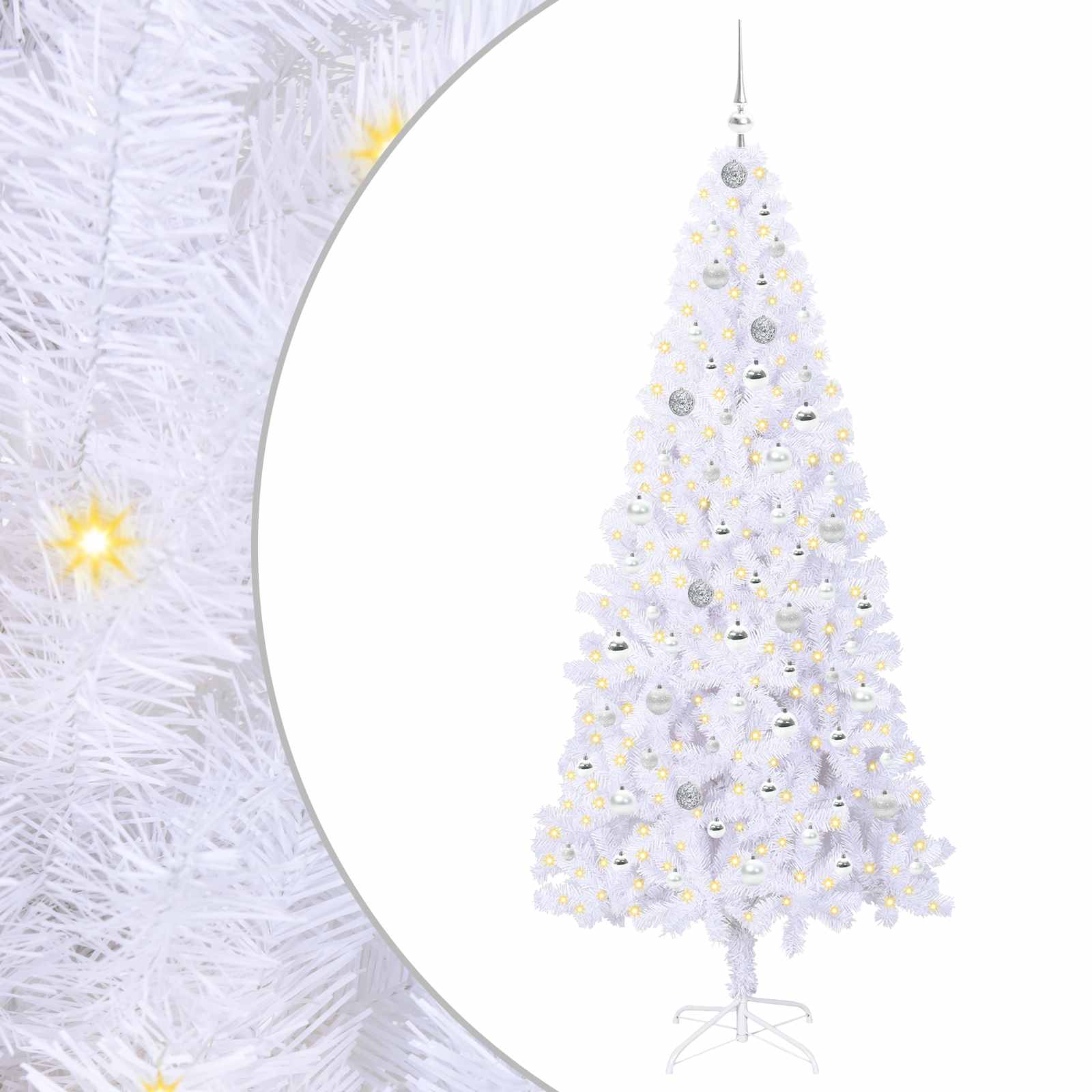 Sapin de Noël artificiel avec 300 LED Blanc 210 cm PVC et Acier - XIOS
