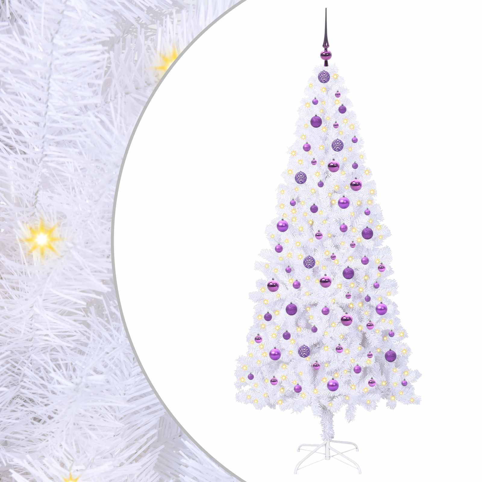 Sapin de Noël artificiel avec 300 LED Blanc 210 cm PVC et Acier - XIOS