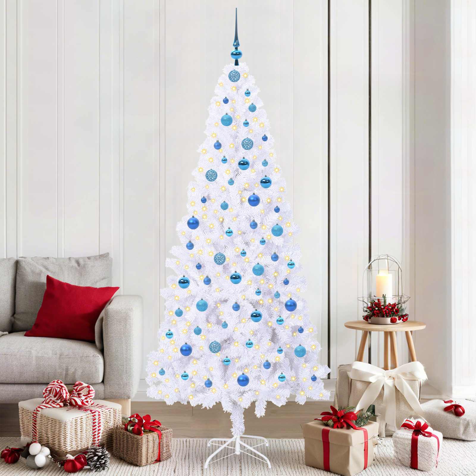 Sapin de Noël artificiel avec 300 LED Blanc 210 cm PVC et Acier - XIOS
