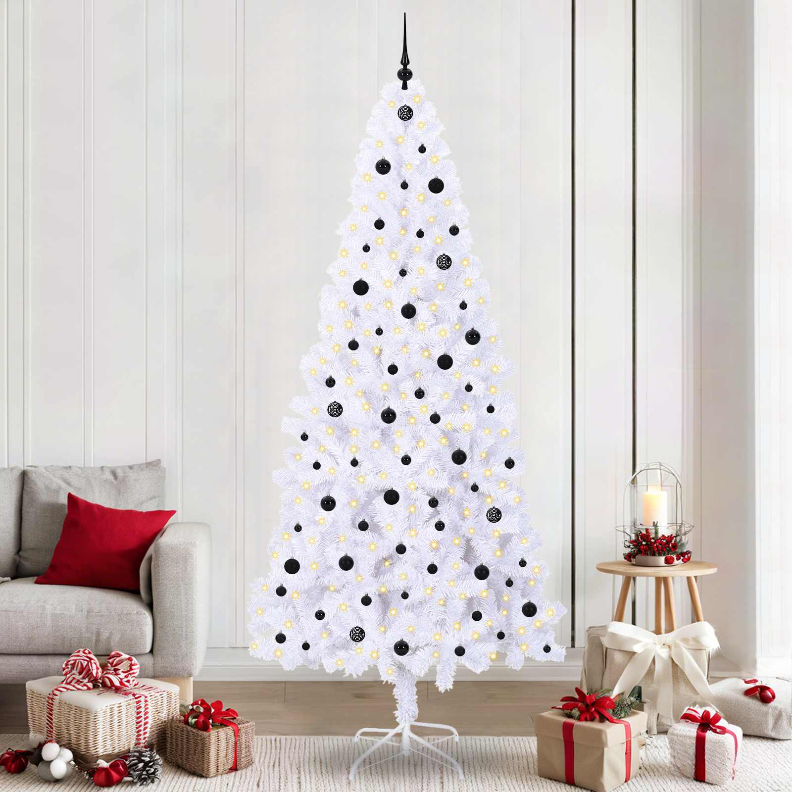 Sapin de Noël artificiel avec 300 LED Blanc 240 cm PVC et Acier - XIOS