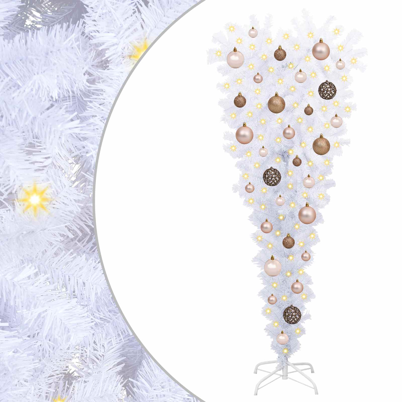Sapin de Noël artificiel avec 150 LED Blanc 120 cm PVC et Acier