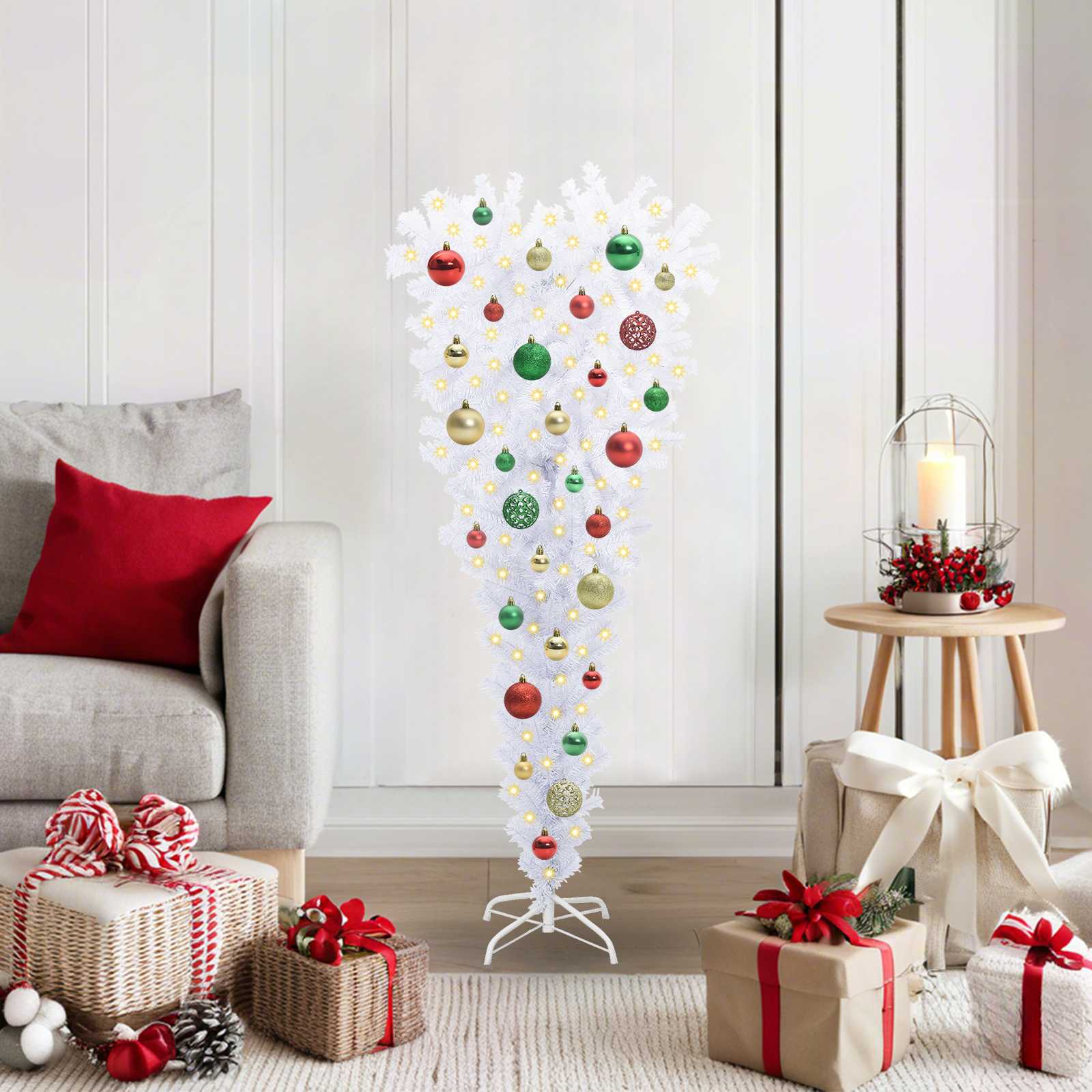 Sapin de Noël artificiel avec 150 LED Blanc 120 cm PVC et Acier