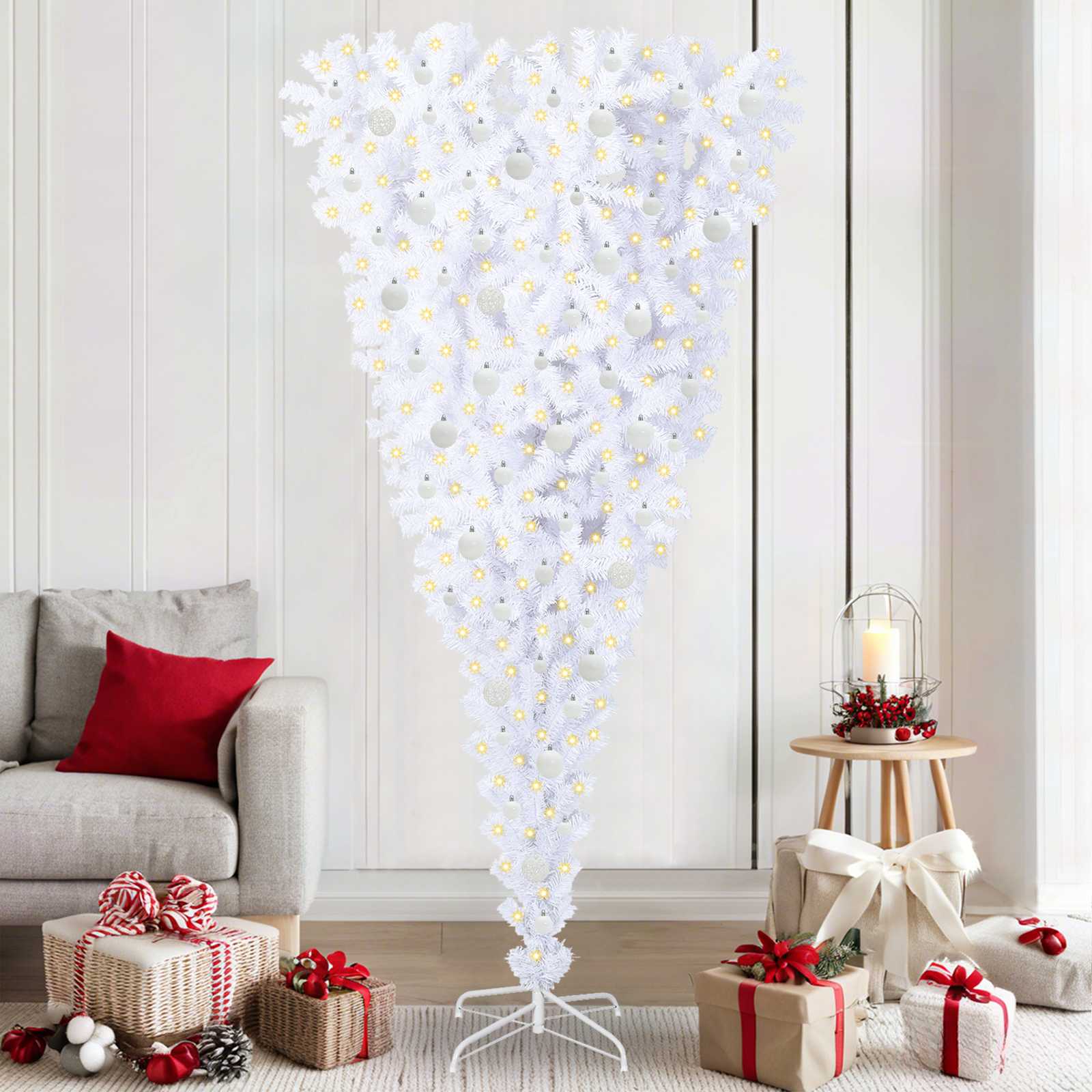Sapin de Noël artificiel avec 300 LED Blanc 210 cm PVC et Acier - XIOS
