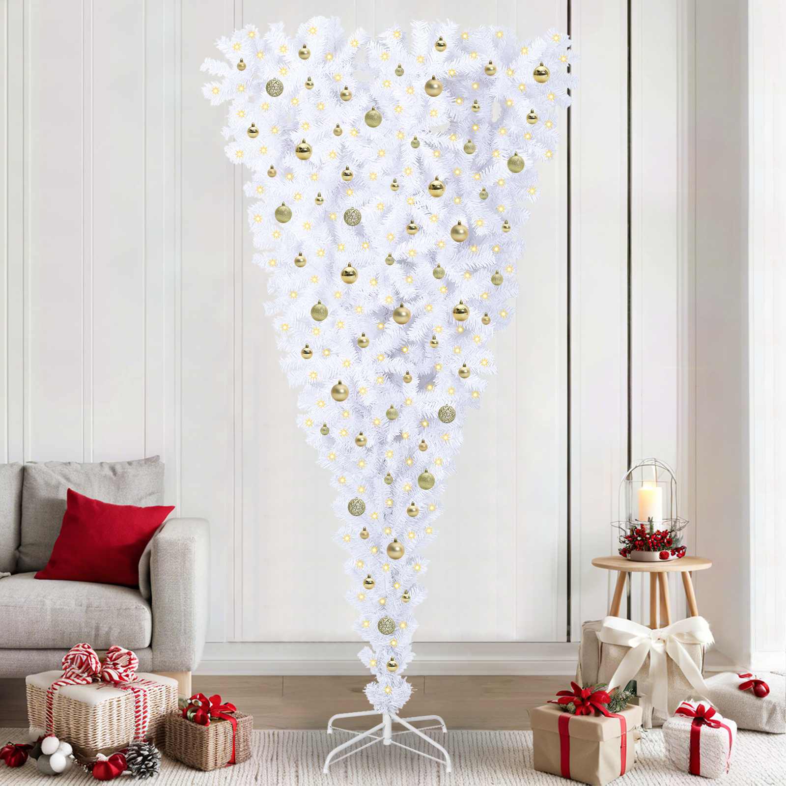 Sapin de Noël artificiel avec 300 LED Blanc 240 cm PVC et Acier - XIOS