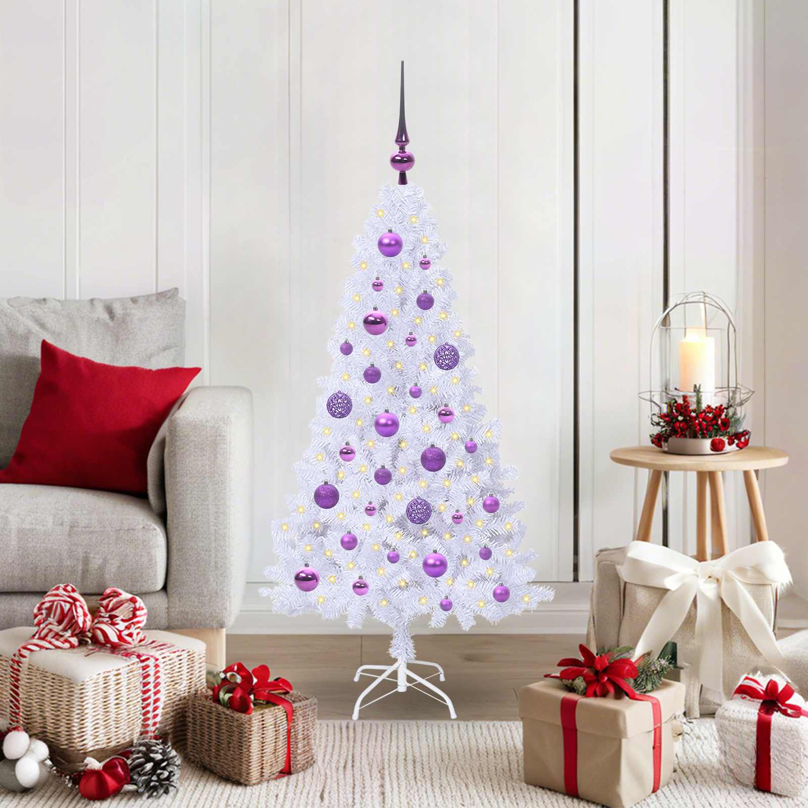 Sapin de Noël artificiel avec 150 LED Blanc 120 cm PVC et Acier - XIOS
