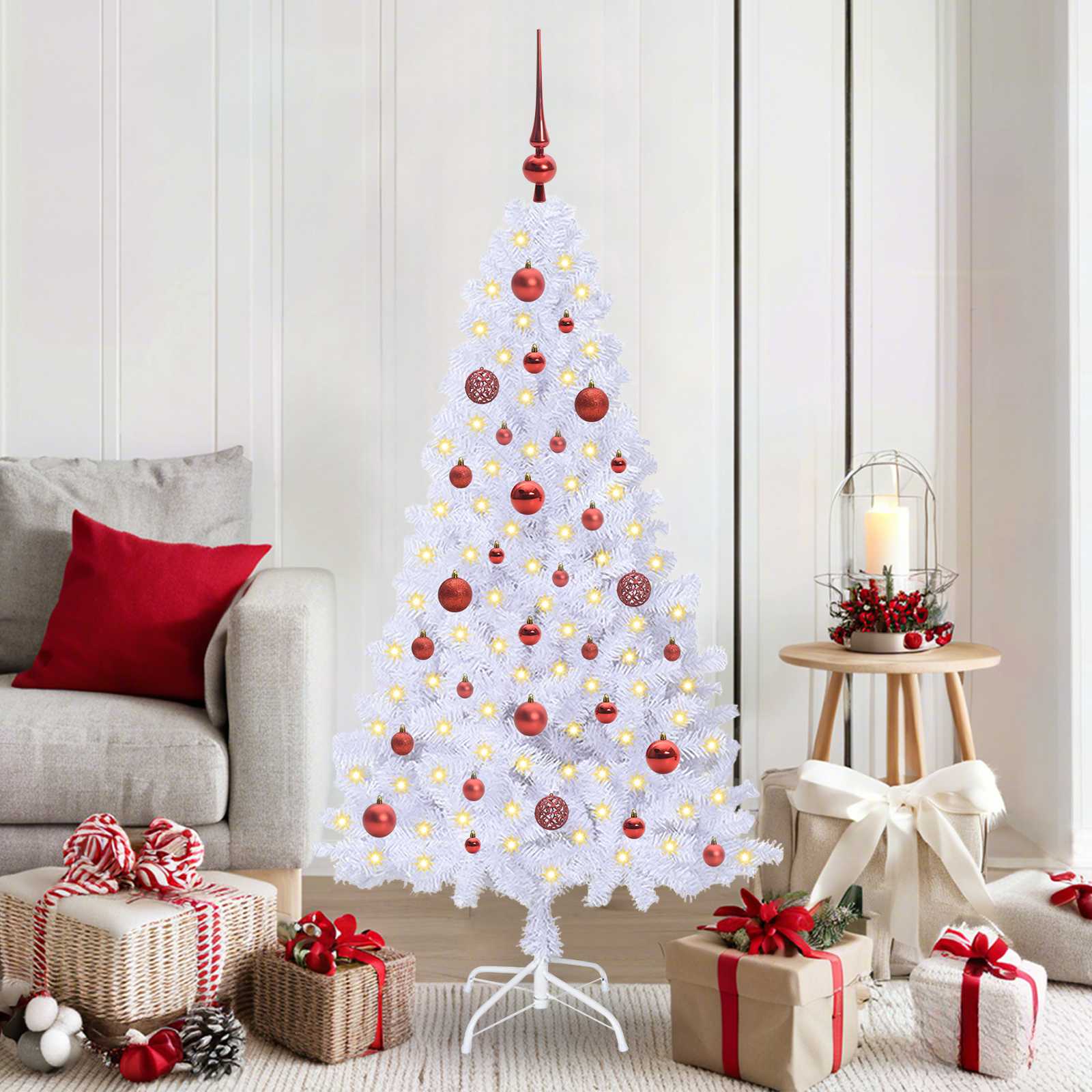 Sapin de Noël artificiel avec 150 LED Blanc 150 cm PVC et Acier - XIOS