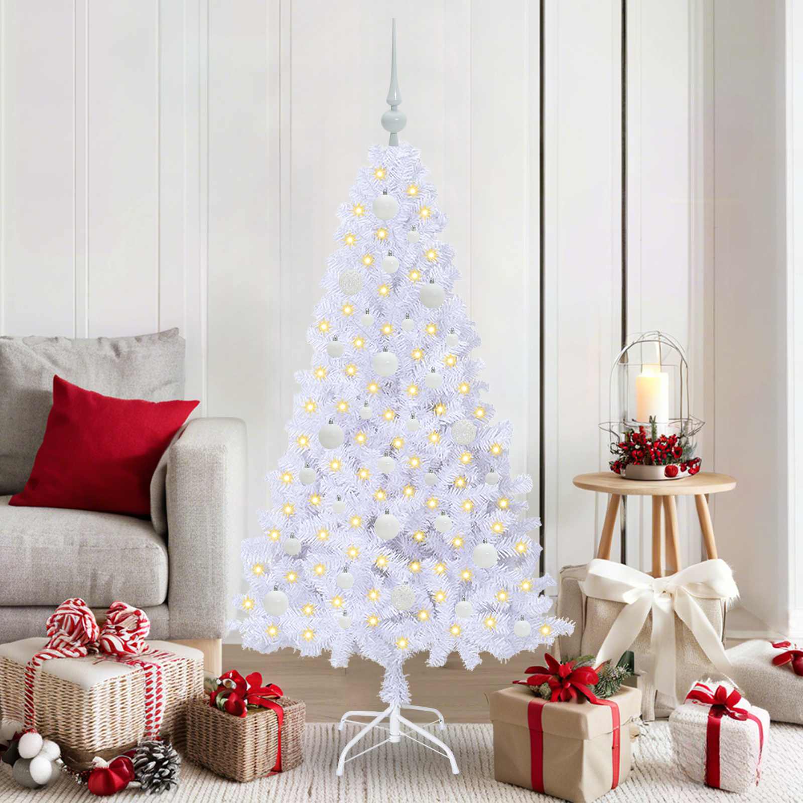 Sapin de Noël artificiel avec 150 LED Blanc 150 cm PVC et Acier - XIOS