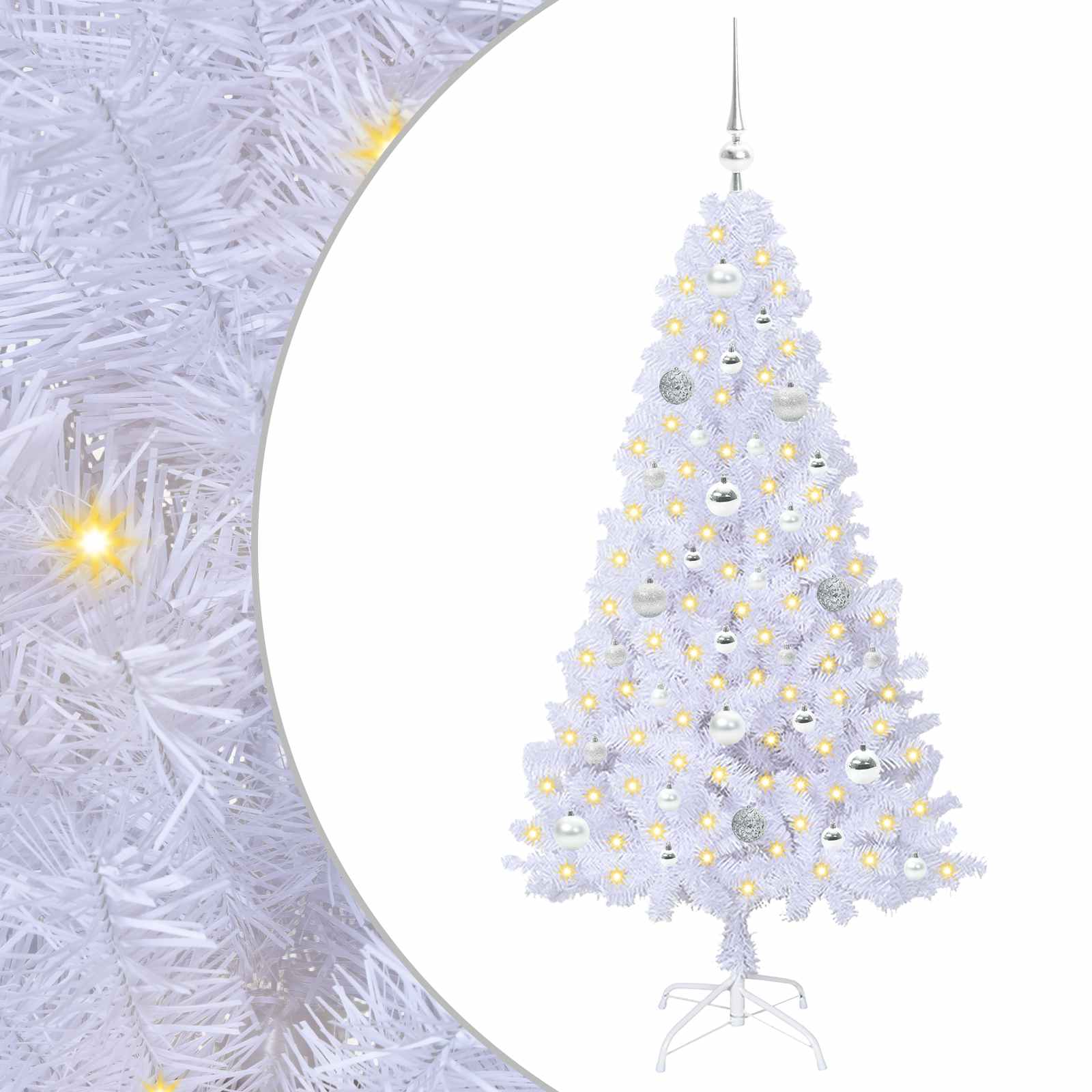 Sapin de Noël artificiel avec 150 LED Blanc 150 cm PVC et Acier - XIOS