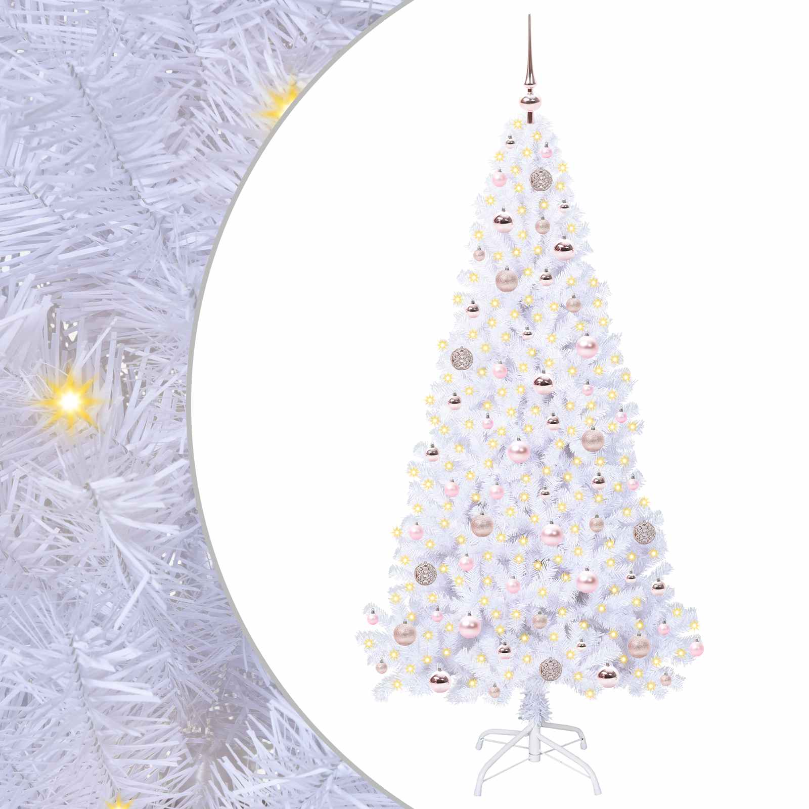 Sapin de Noël artificiel avec 300 LED Blanc 180 cm PVC et Acier - XIOS