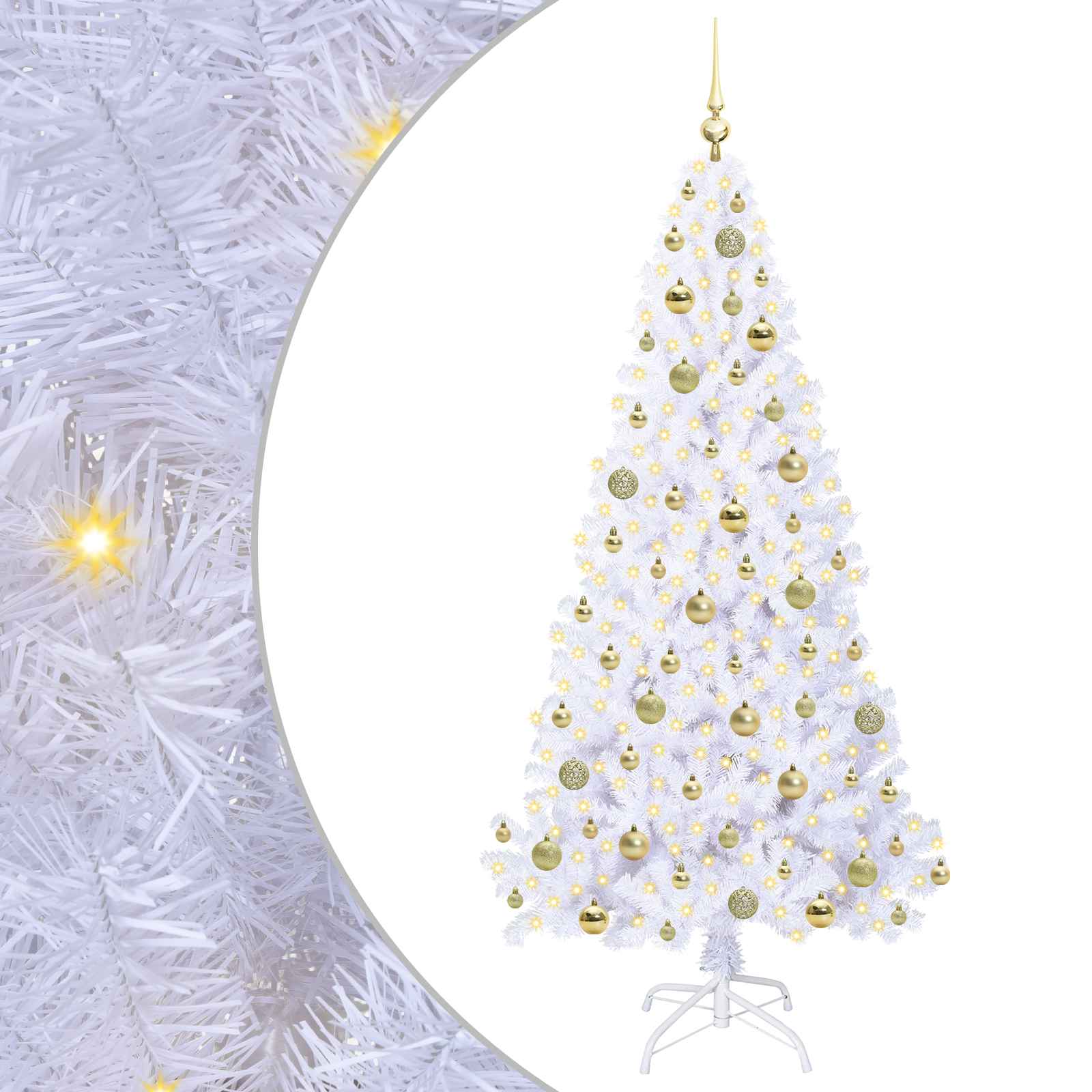 Sapin de Noël artificiel avec 300 LED Blanc 180 cm PVC et Acier - XIOS
