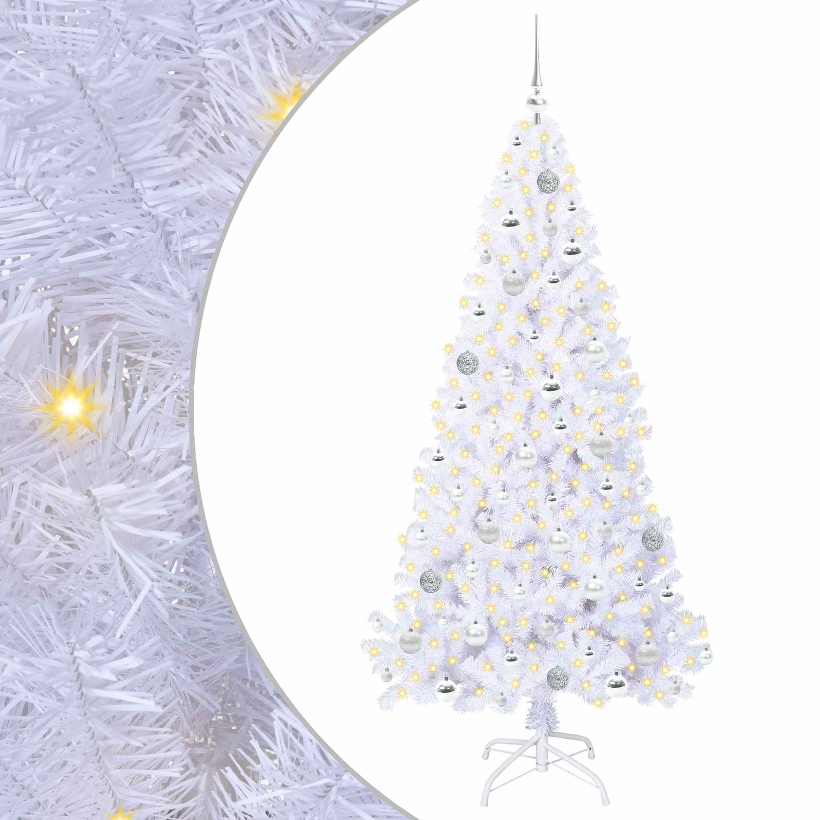 Sapin de Noël artificiel avec 300 LED Blanc 180 cm PVC et Acier - XIOS
