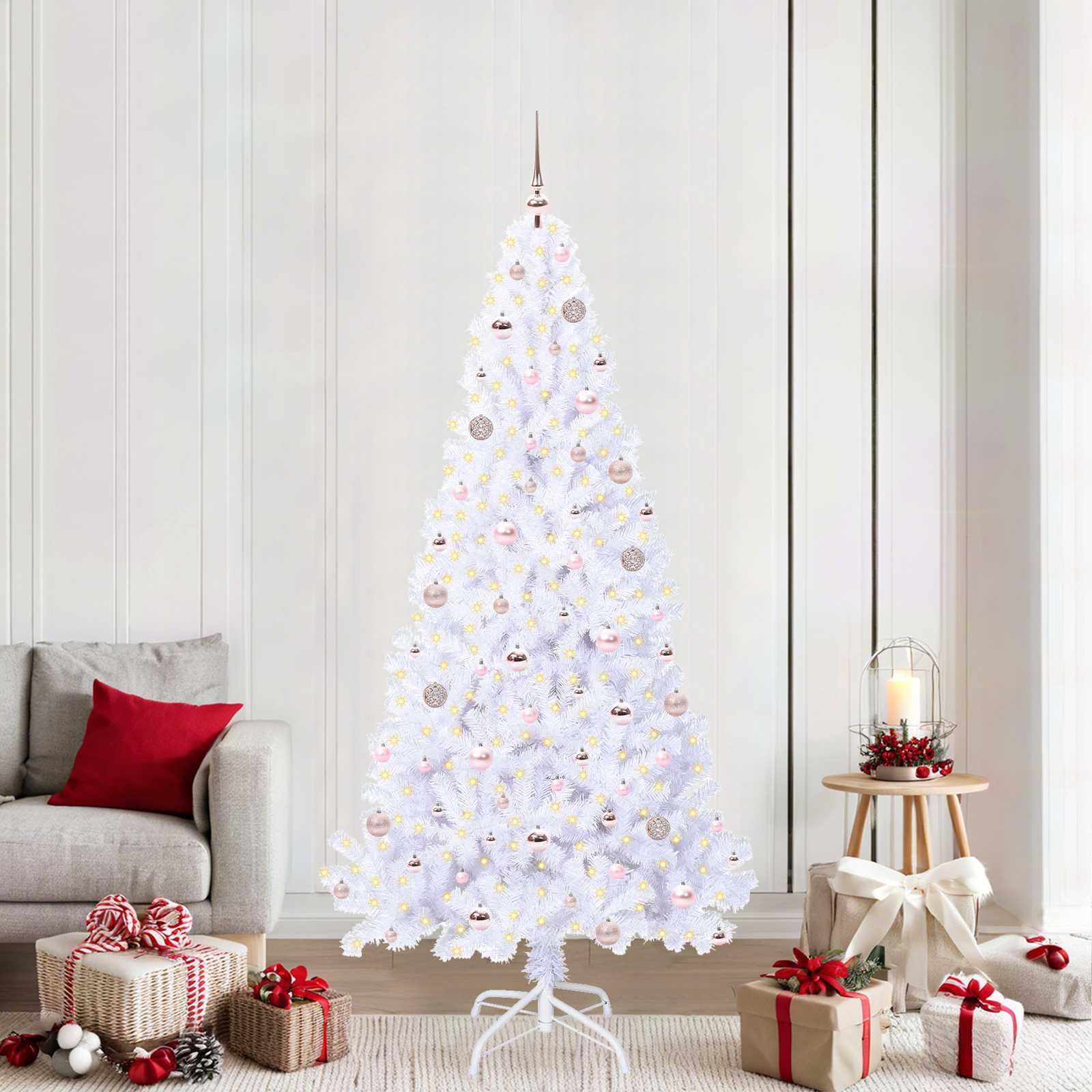 Sapin de Noël artificiel avec 300 LED Blanc 210 cm PVC et Acier - XIOS