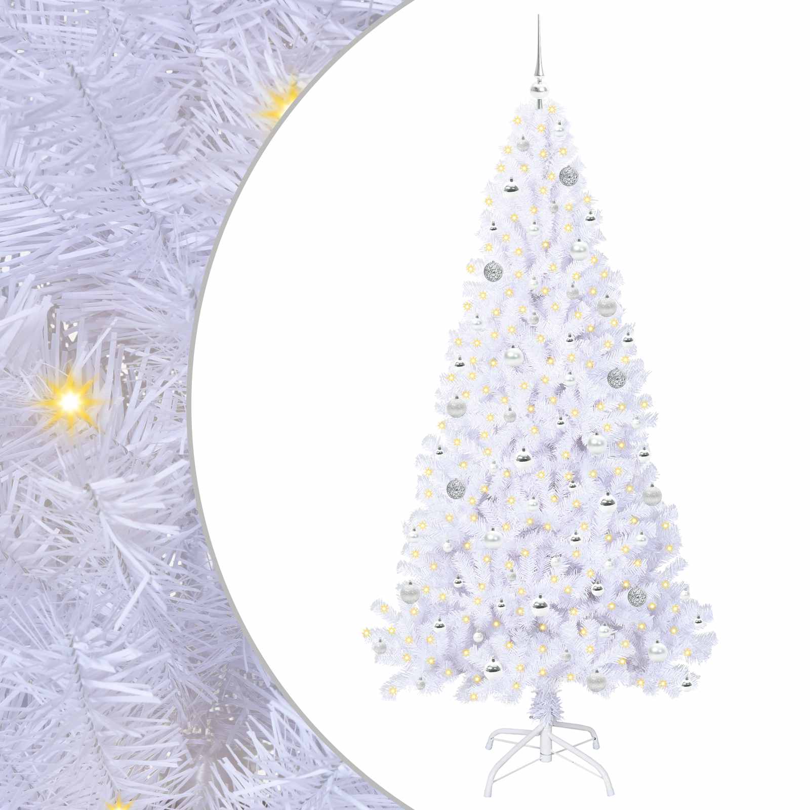 Sapin de Noël artificiel avec 300 LED Blanc 210 cm PVC et Acier - XIOS