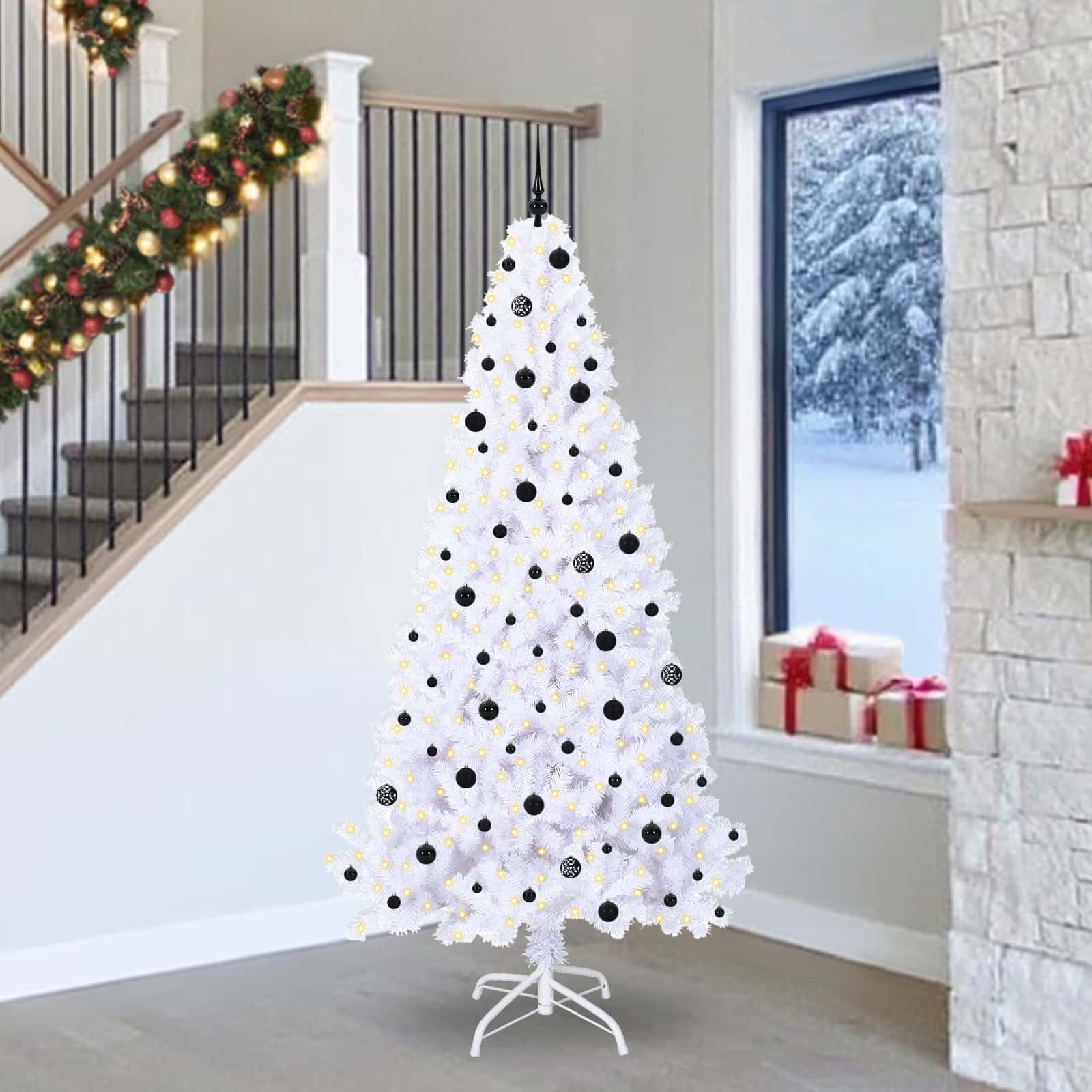 Sapin de Noël artificiel avec 300 LED Blanc 240 cm PVC et Acier - XIOS
