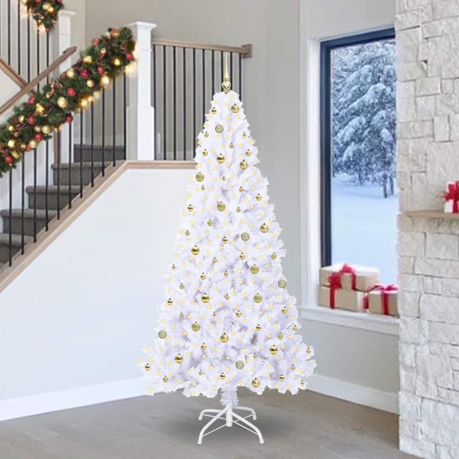 Sapin de Noël artificiel avec 300 LED Blanc 240 cm PVC et Acier - XIOS