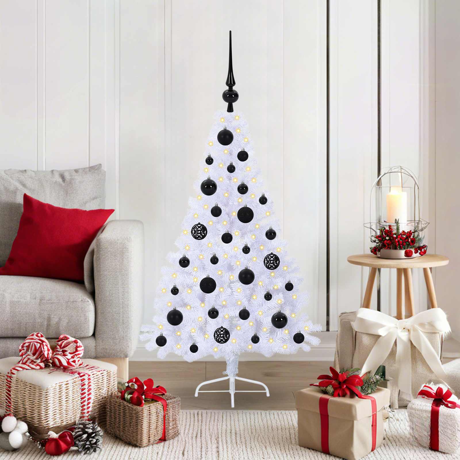 Sapin de Noël artificiel avec 150 LED Blanc 120 cm PVC et Acier - XIOS